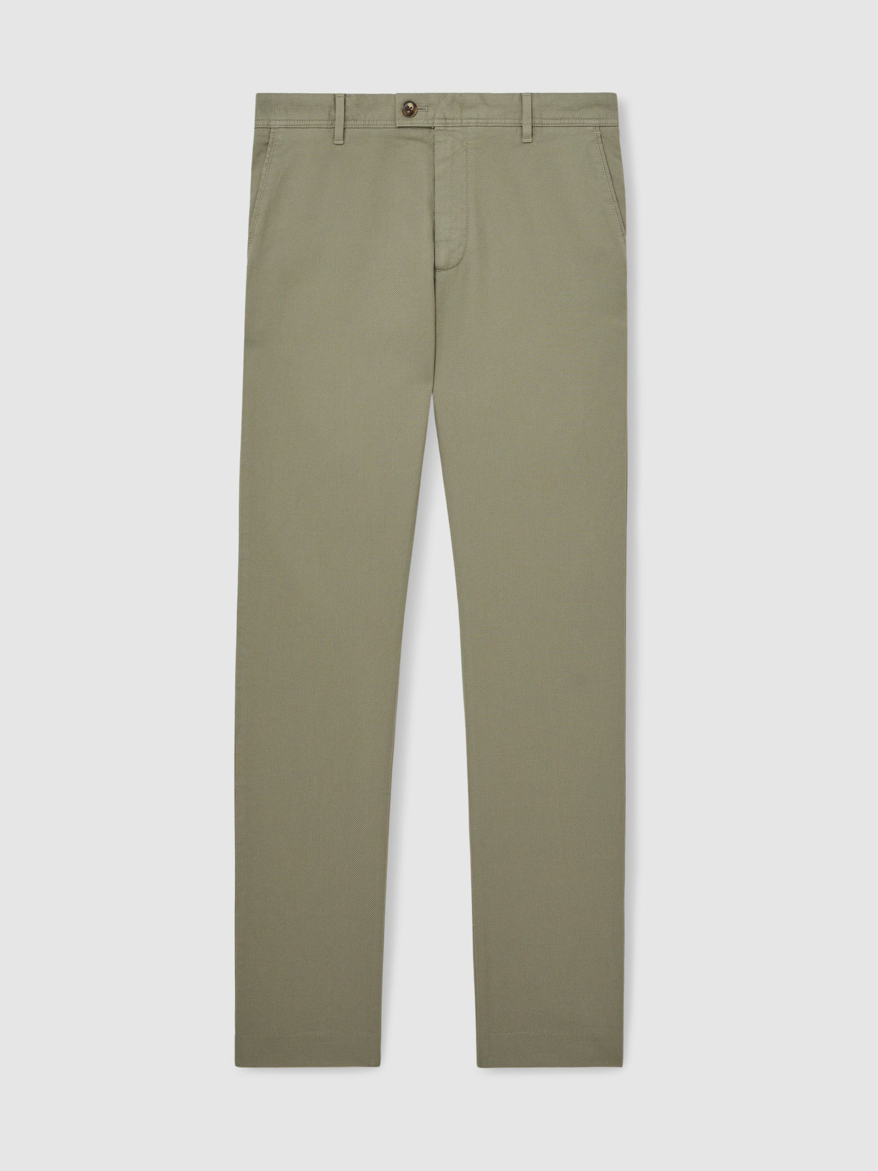 Cotton-Piqué Slim-Fit Chinos in Khaki Green