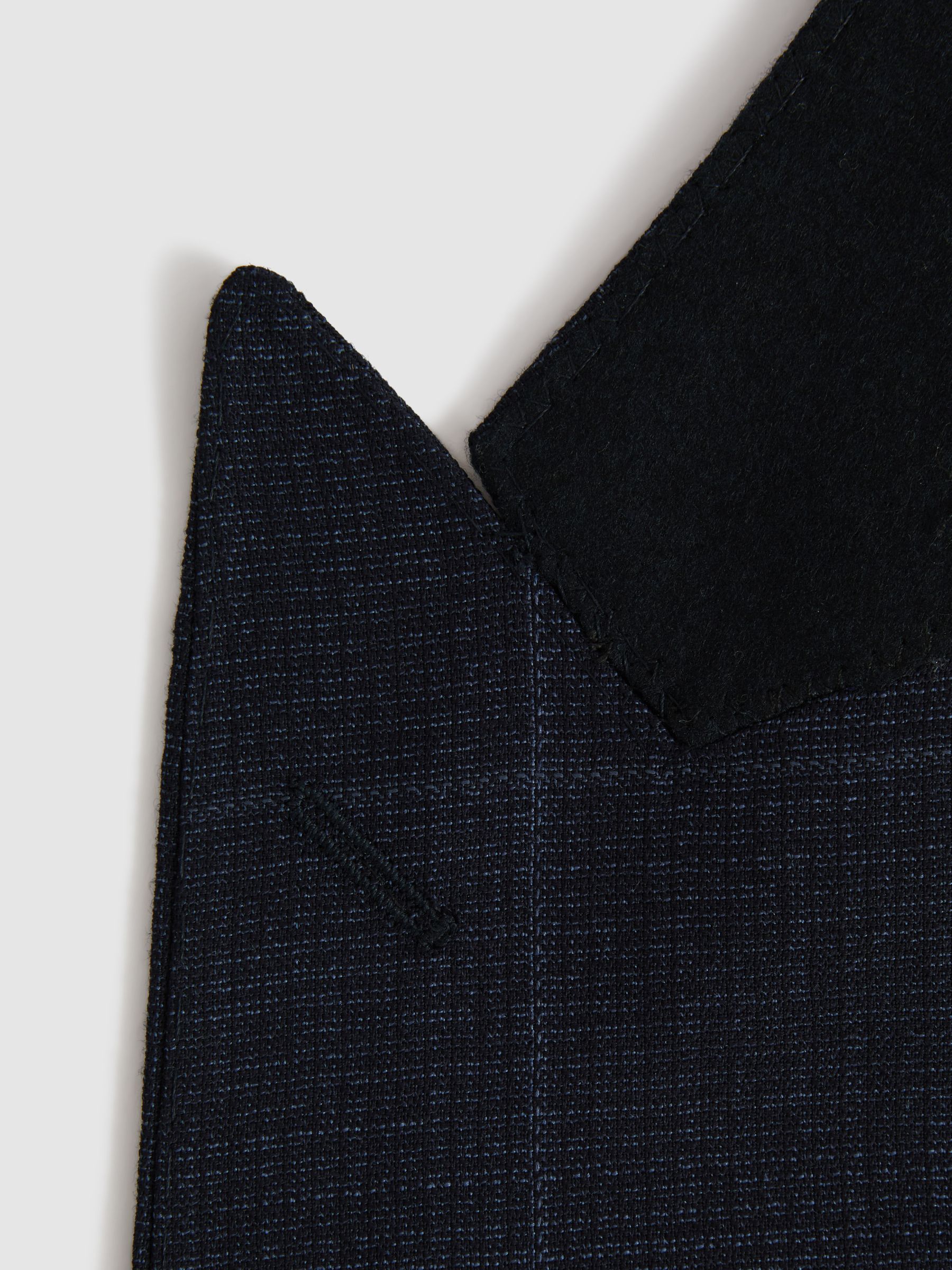 Klink Navy Wool Check Single Breasted Slim Fit Blazer