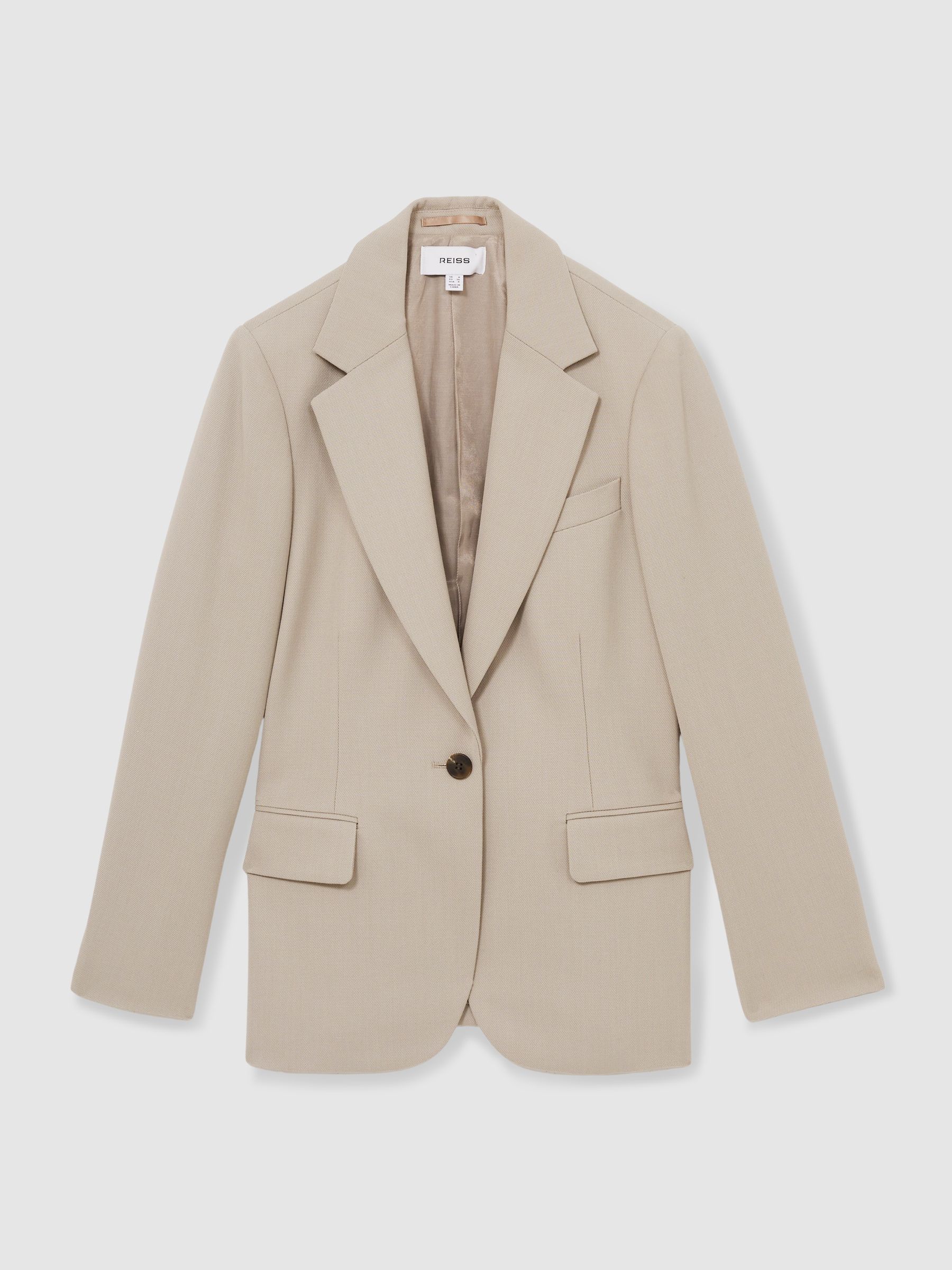 Single-Breasted Textured Suit Jacket Wool-Blend in Neutral