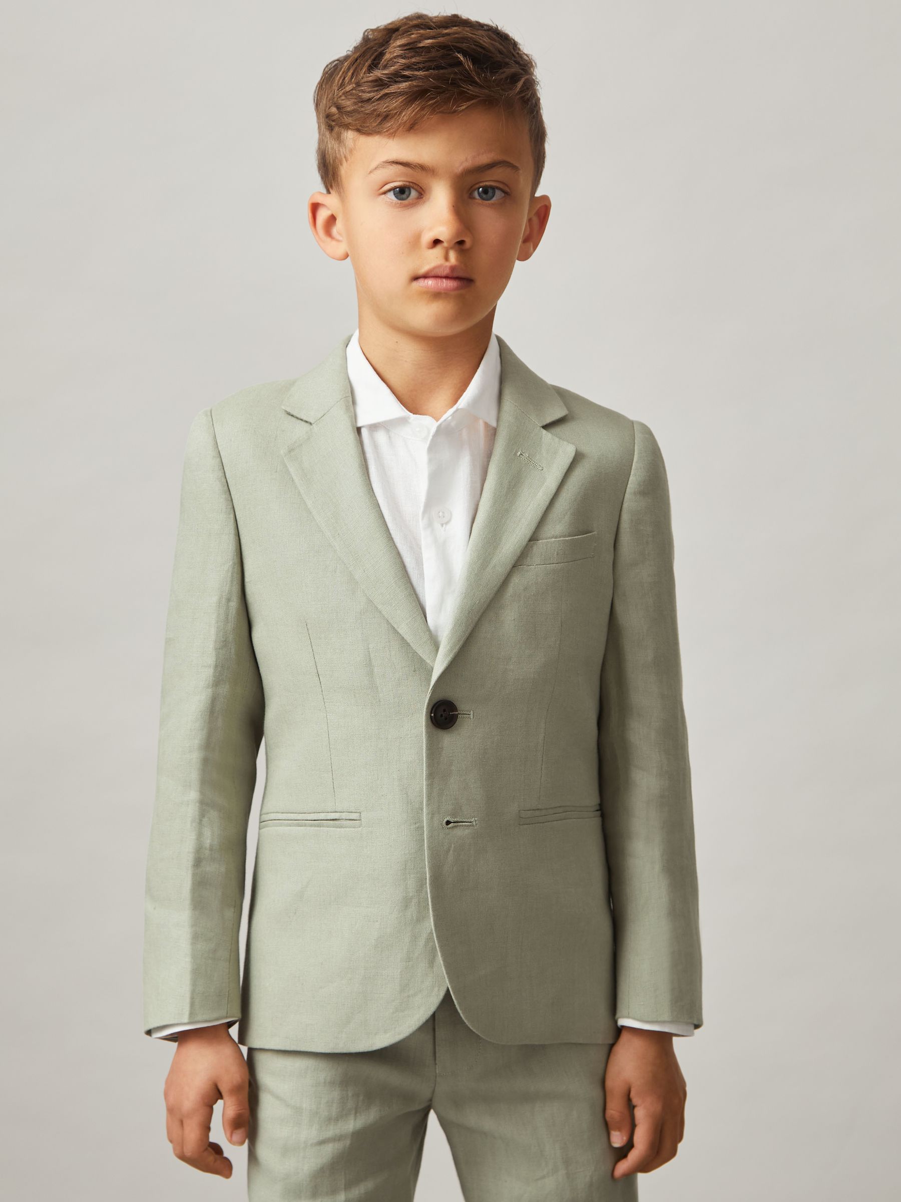 3-9 yrs Linen Single Breasted Blazer in Apple