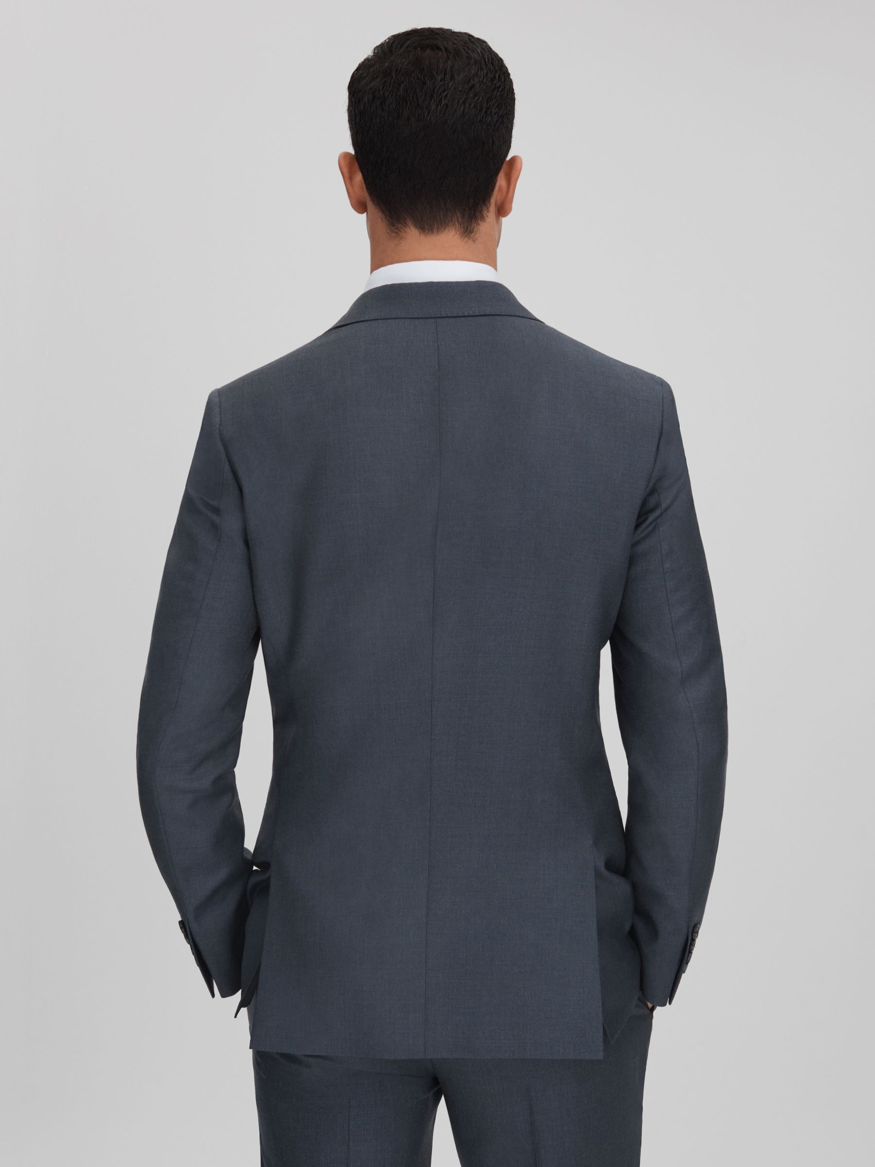 Slim Fit Single Breasted Wool Blazer in Airforce Blue