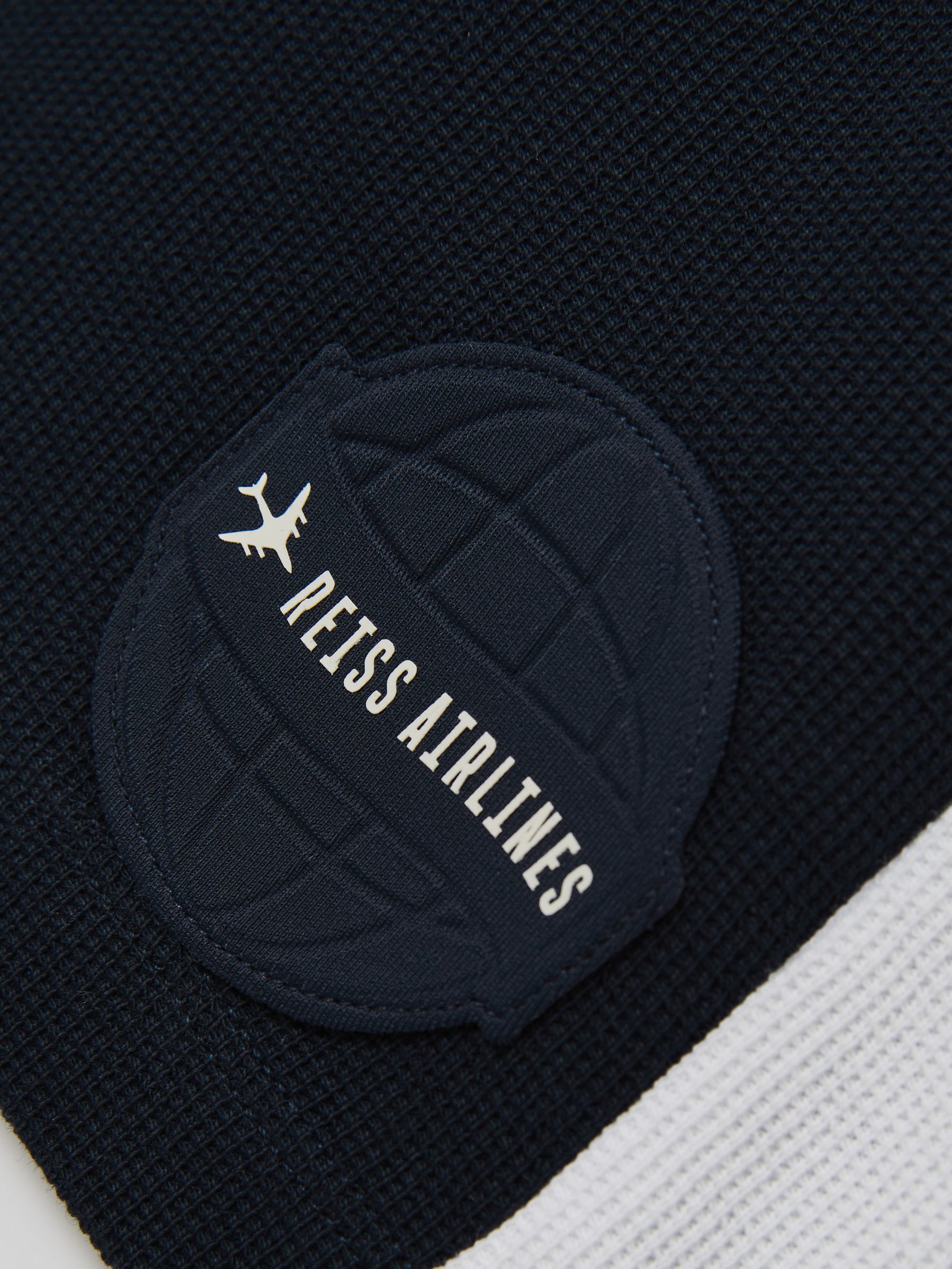 9-13 yrs Cotton Waffle-Knit Badge Shorts in Off White/Navy