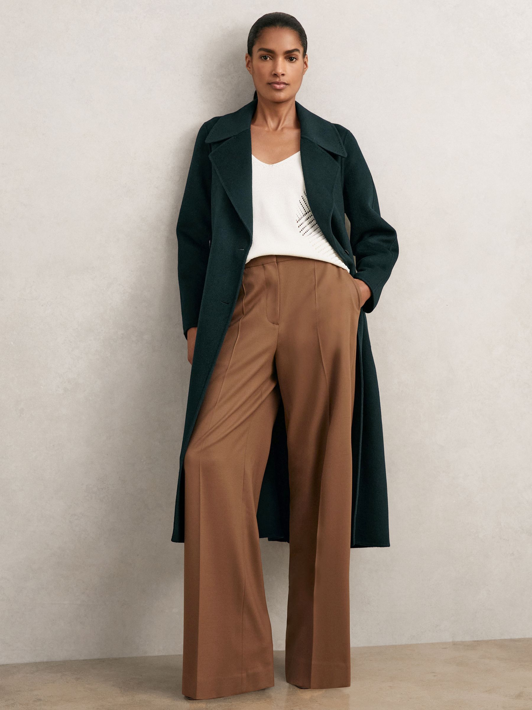 Double-Breasted Blindseam Coat Wool-Blend in Green