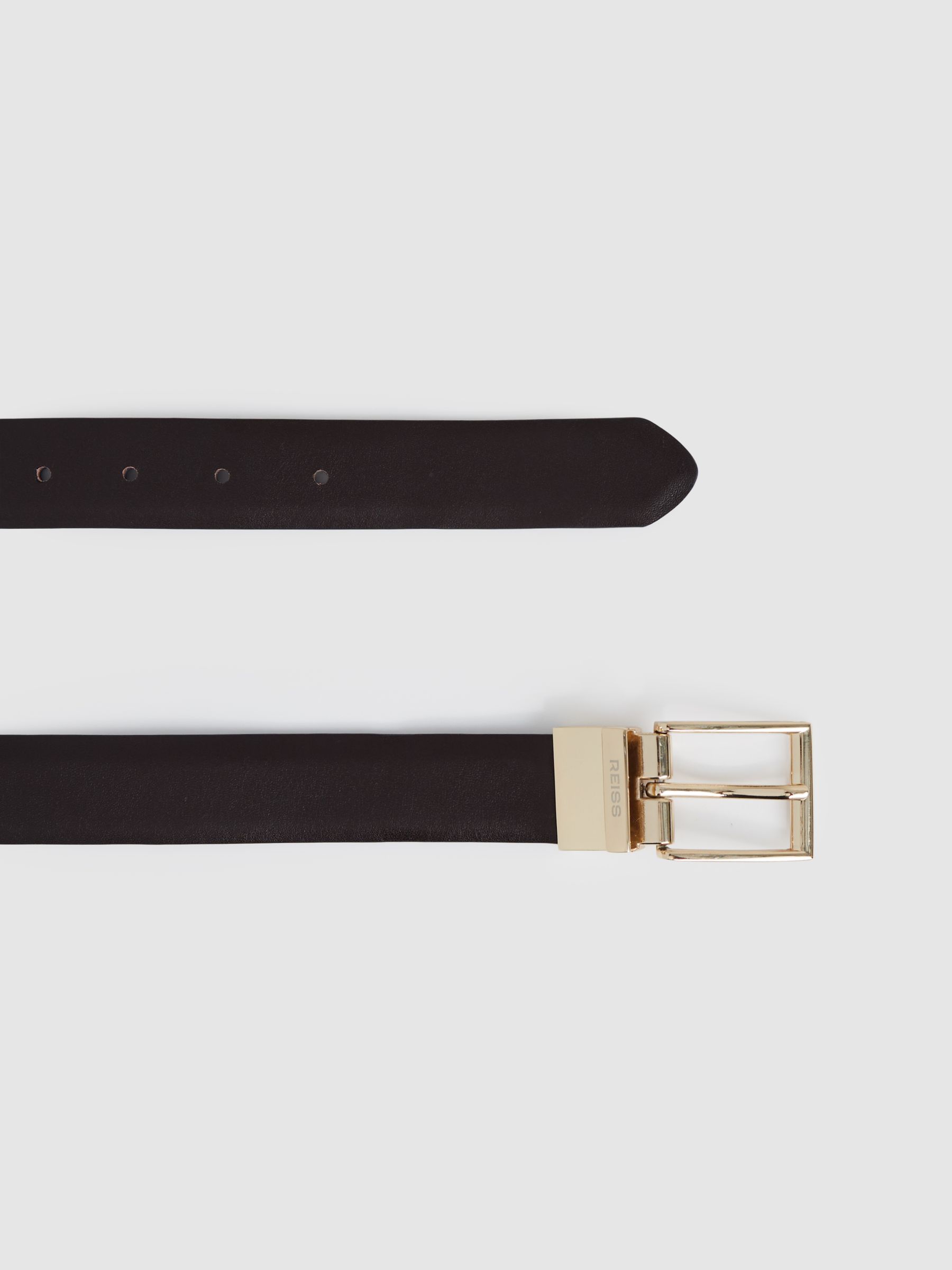 Reversible Leather Belt with Interchangeable Buckle in Black/Brown