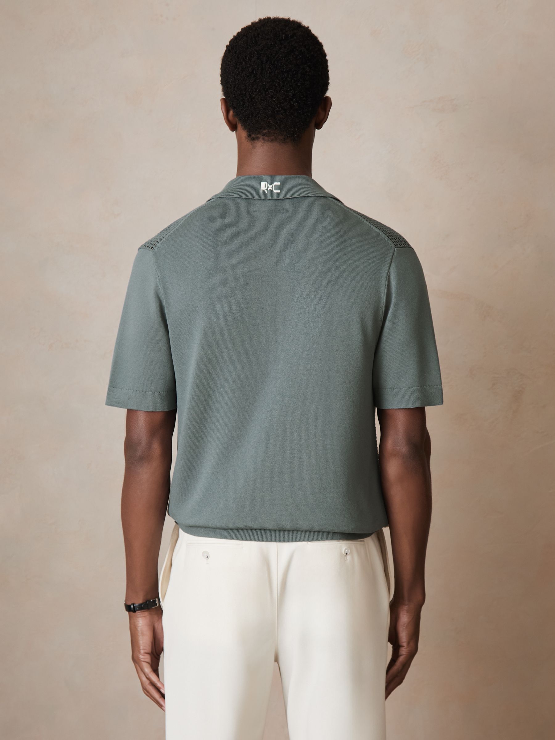 Reiss | Ché Beaded Crochet Shirt in Sage