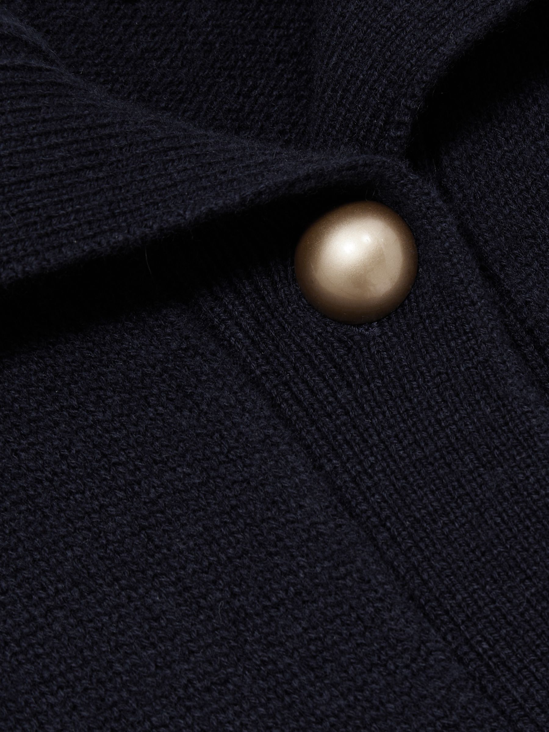 Wool-Cashmere Spread Collar Cardigan in Navy