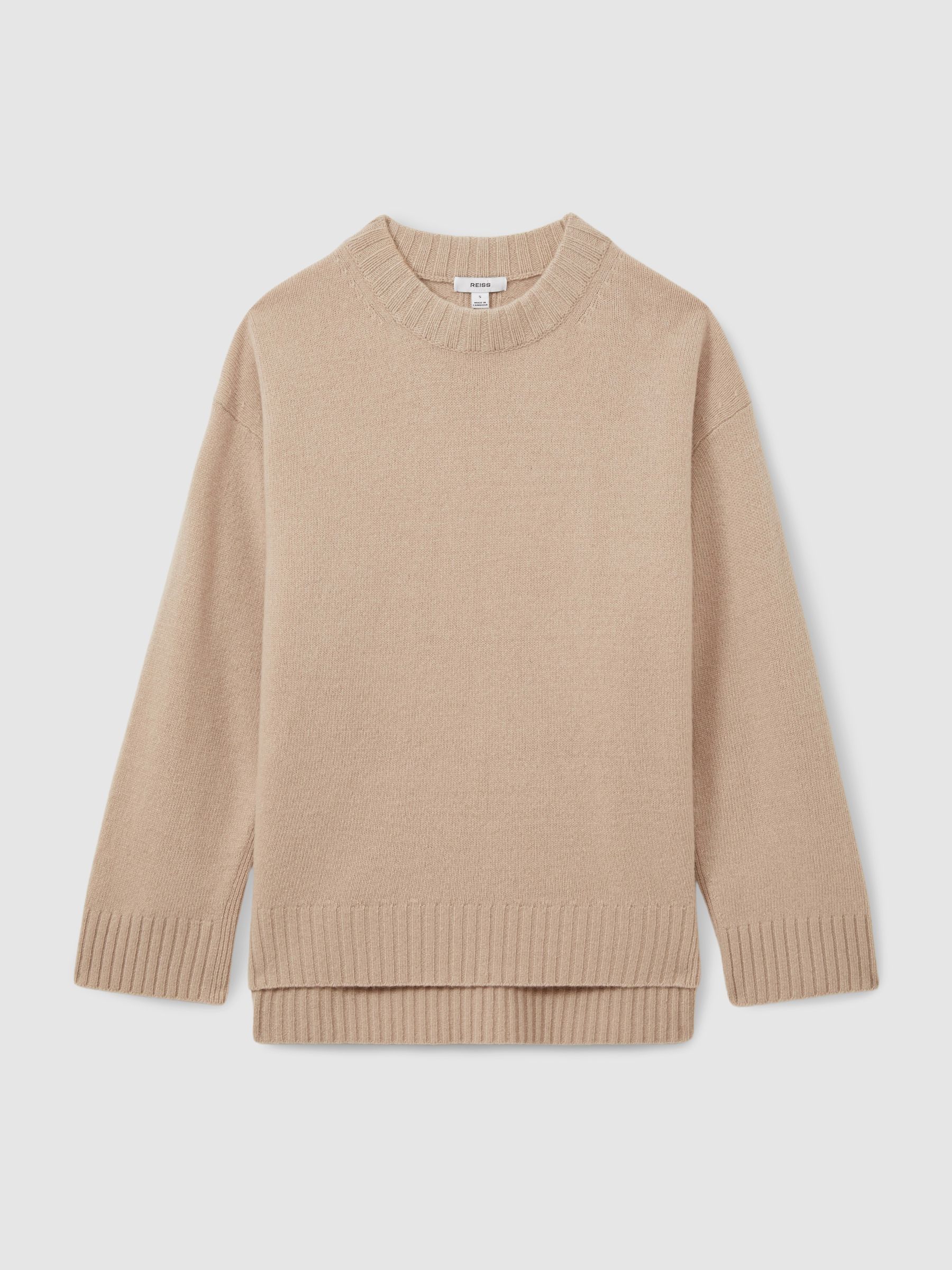 Wool-Cashmere Crew Neck Jumper in Mink