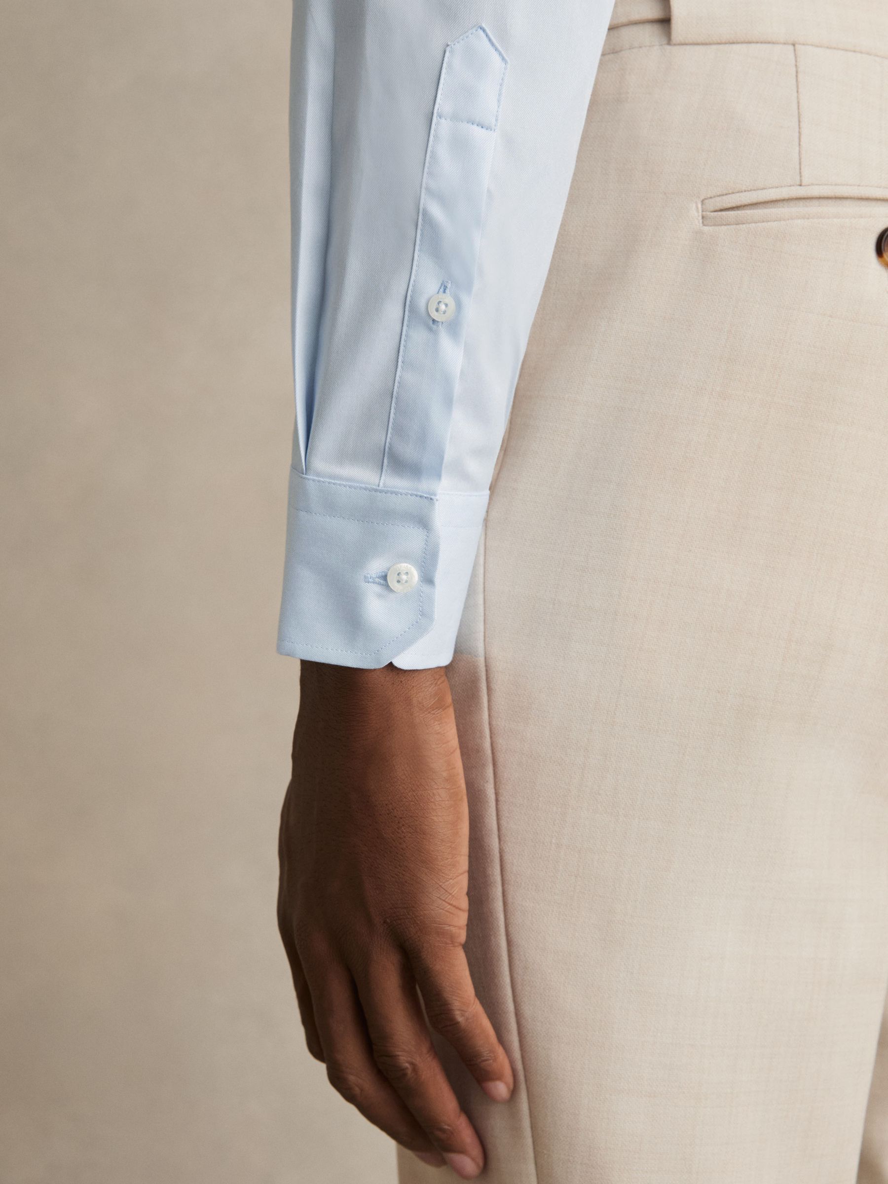 Slim Fit Cotton-Twill Two-Fold Shirt Slim-Fit in Soft Blue