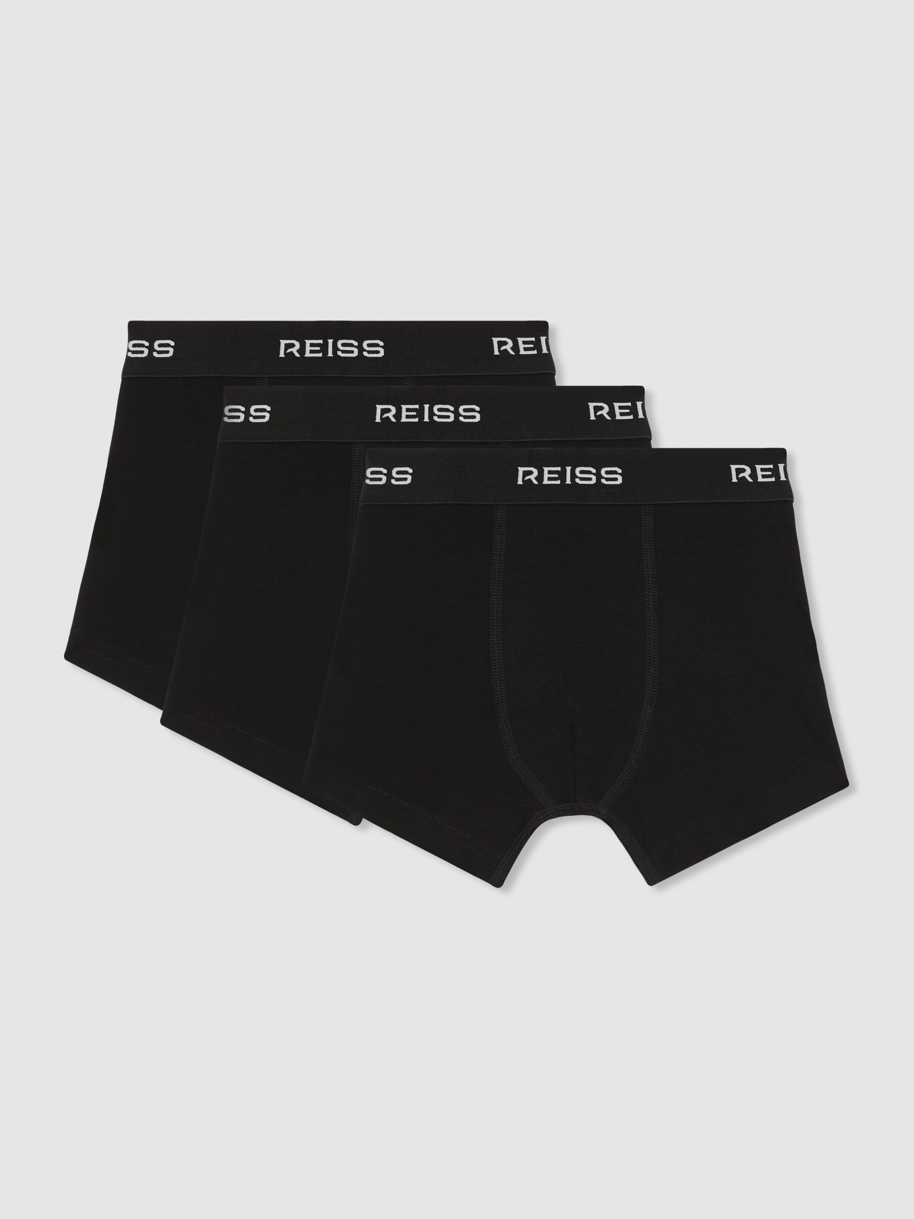 3-9 yrs Stretch-Cotton Logo-Waistband Boxer Shorts 3 Pack in Black