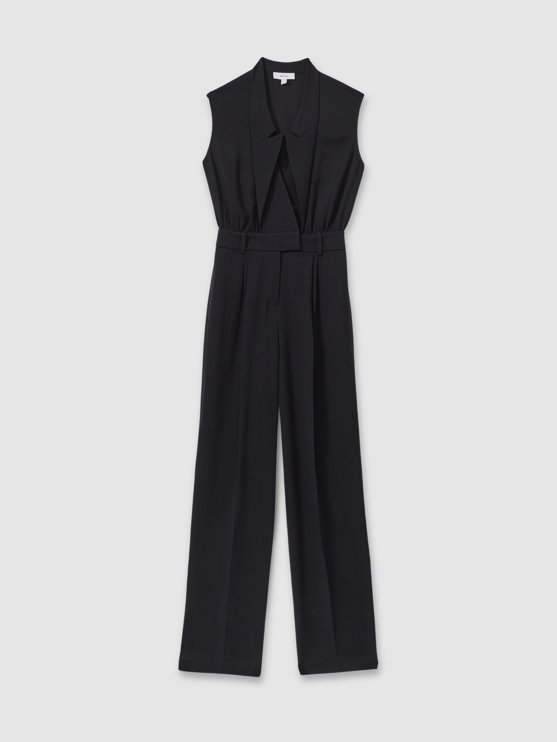 Sara Navy Tux Pleated Jumpsuit