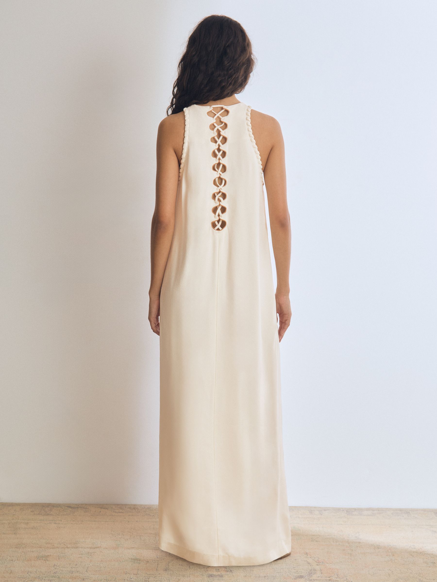 Atelier Satin-Crepe Cut-Out Maxi Dress in Cream