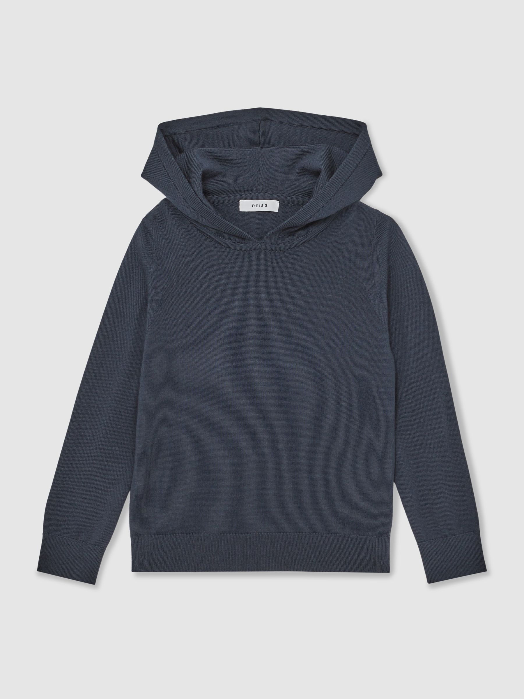 9-13 yrs Merino Wool Hoodie in Midnight Navy
