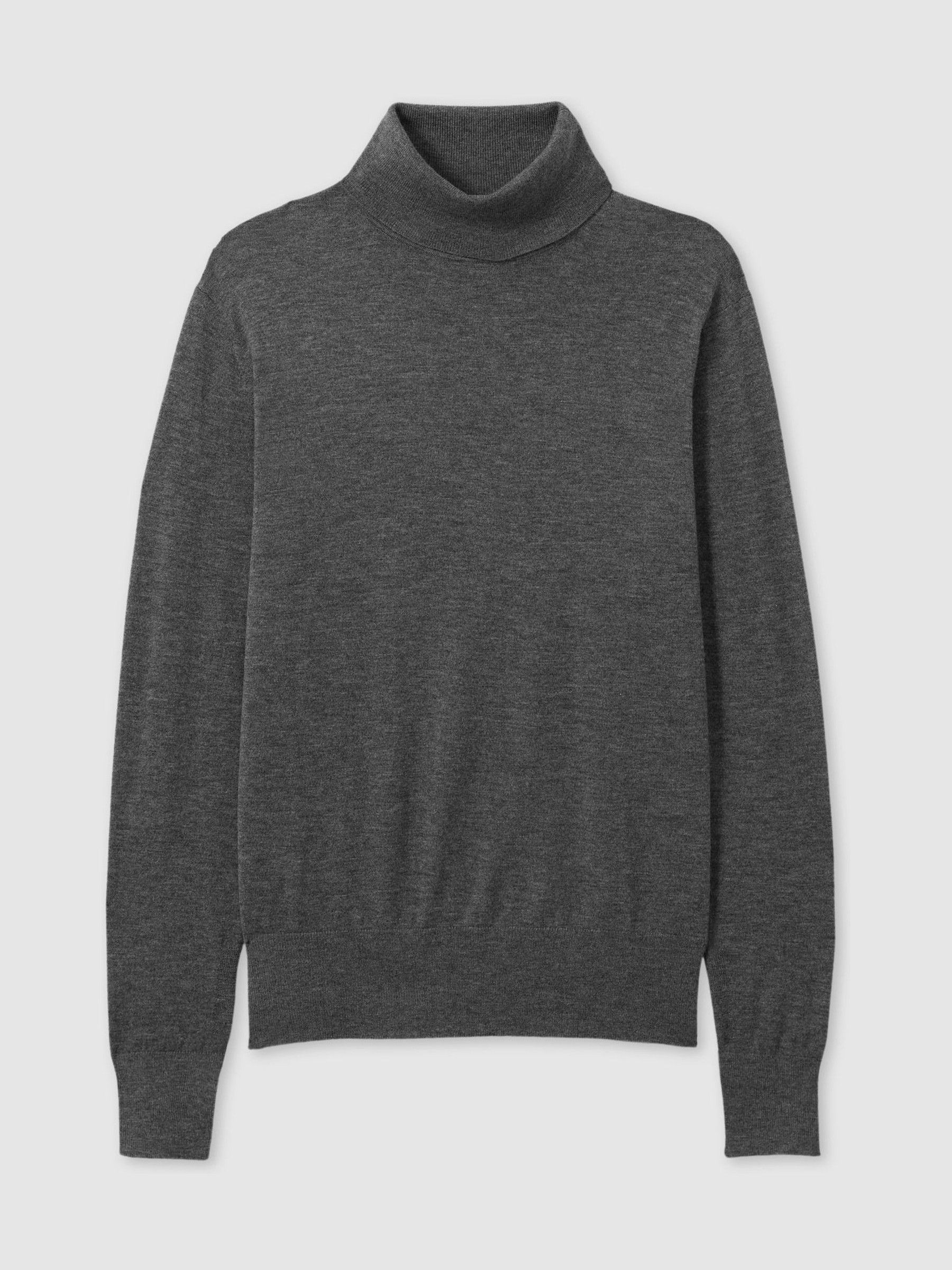 Merino Wool Roll Neck Jumper in Charcoal