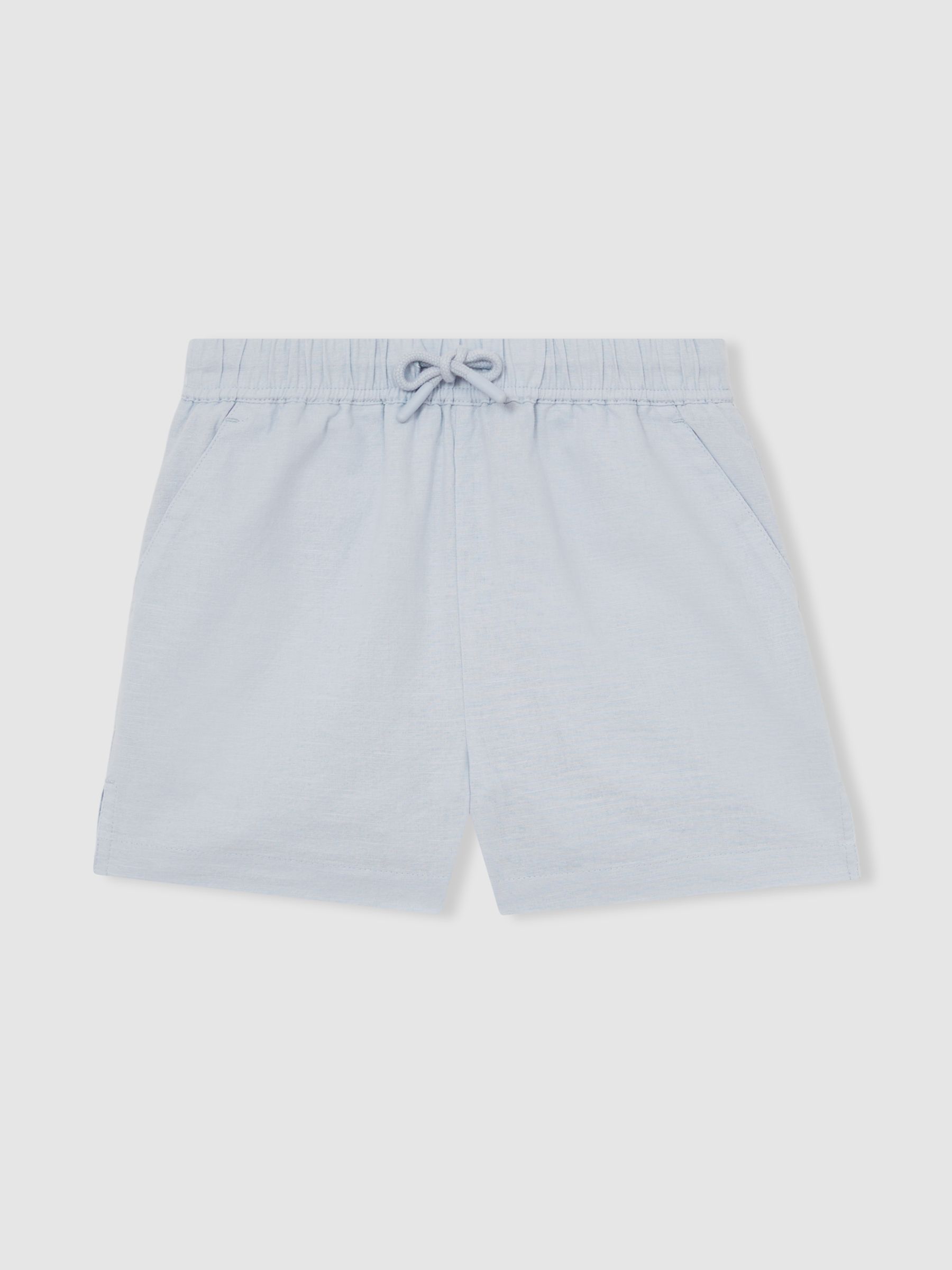 4-9 yrs Cotton-Linen Drawstring Shorts in Soft Blue