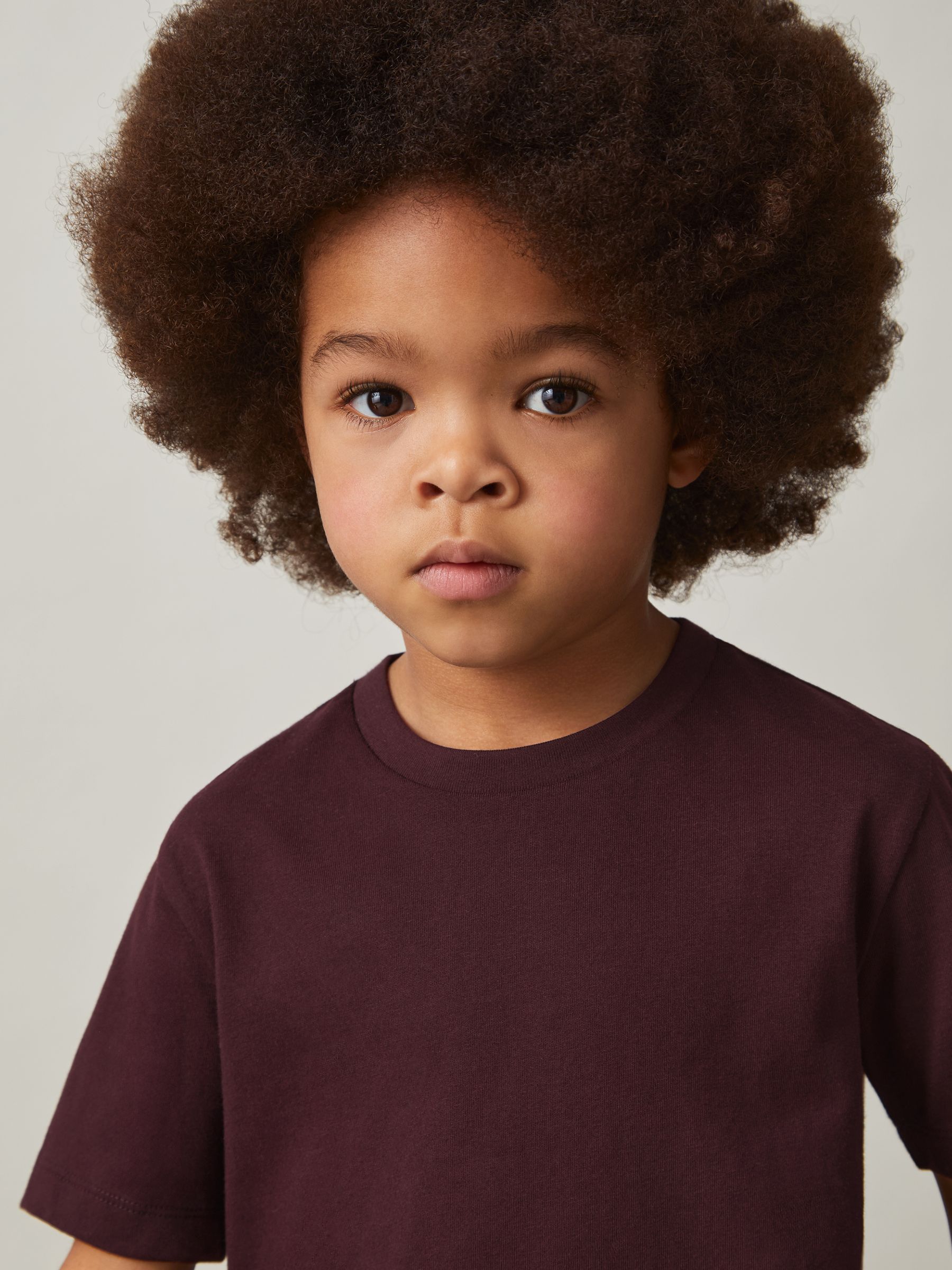 3-9 yrs Cotton Crew-Neck T-Shirt in Bordeaux