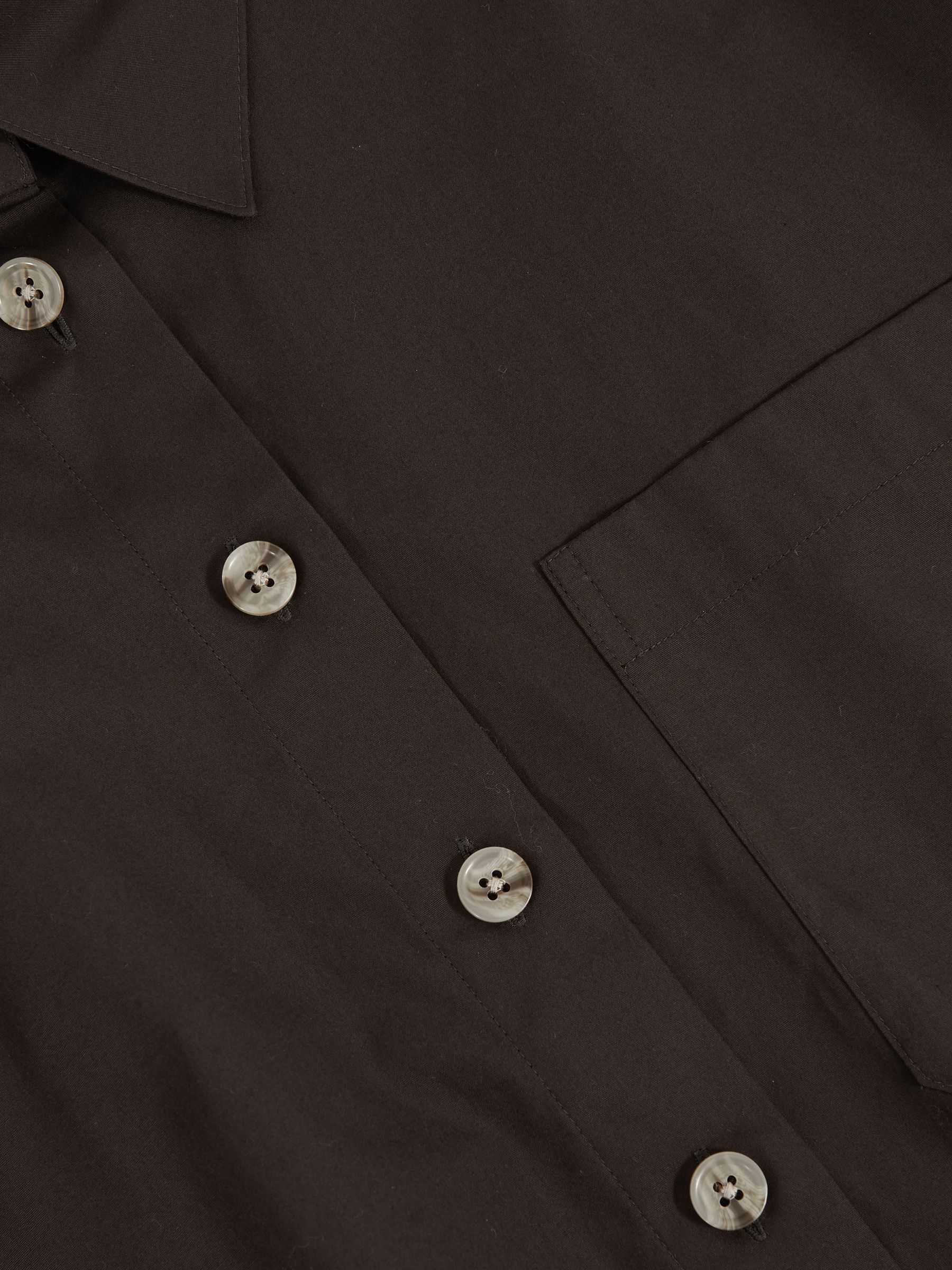 Oversize Cotton Cropped Shirt in Chocolate Brown