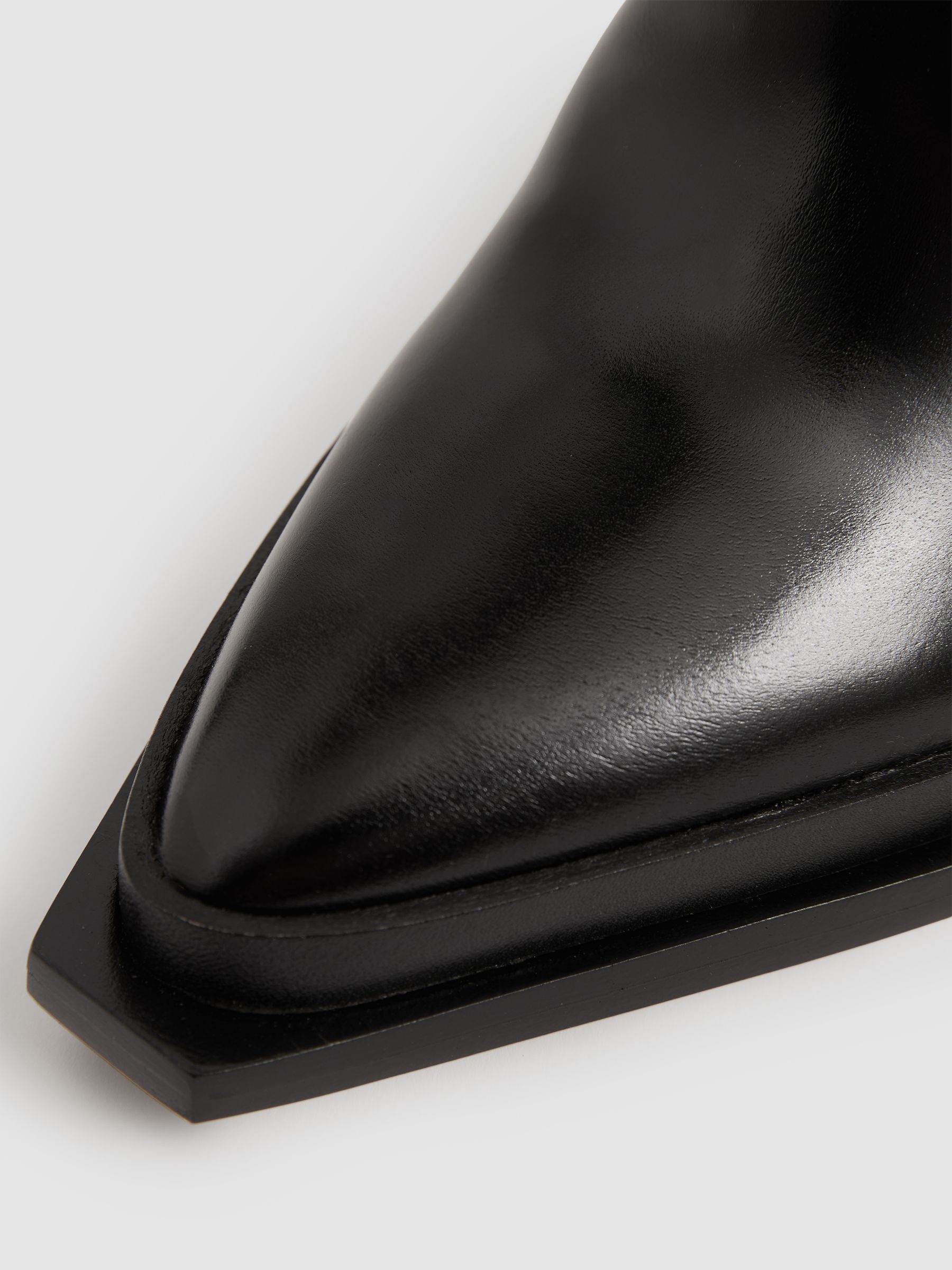 Paige Leather Knee-High Block-Heel Boots in Black