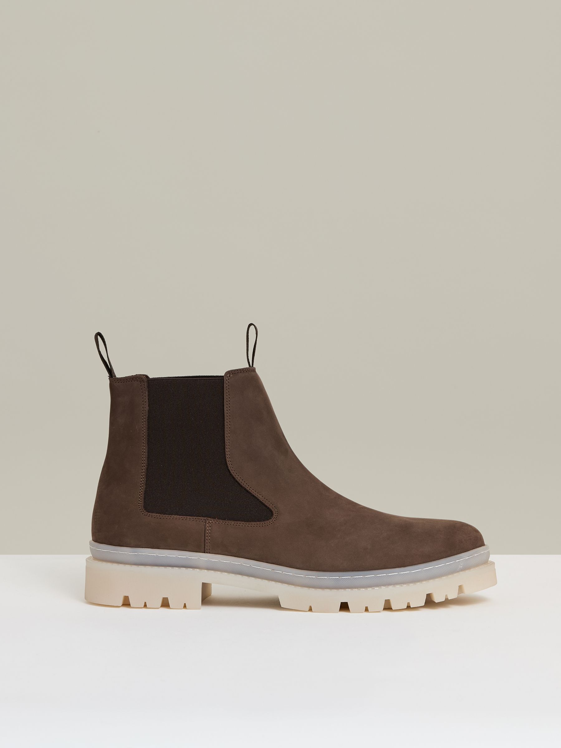 Suede Contrast Sole Chelsea Boots in Brown