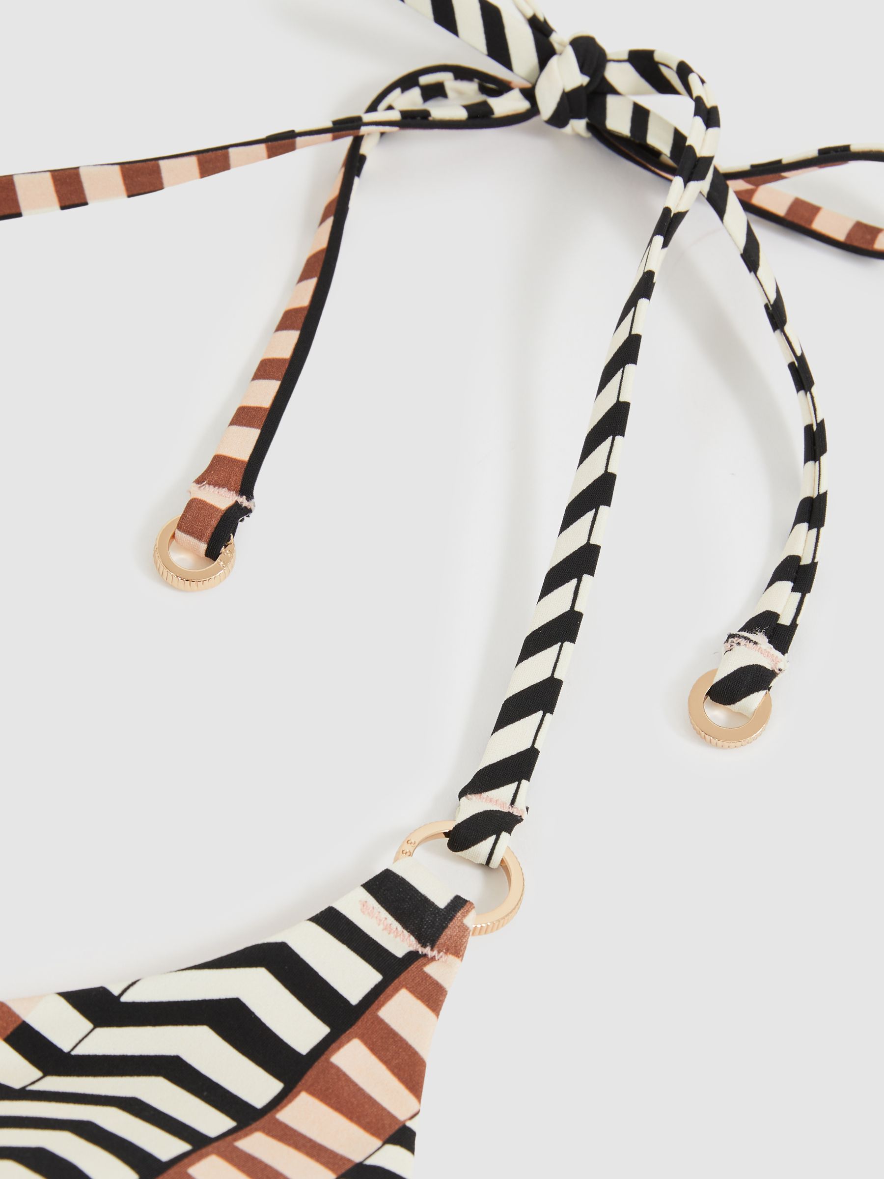 Triangle Halterneck Bikini Top in Black/Brown