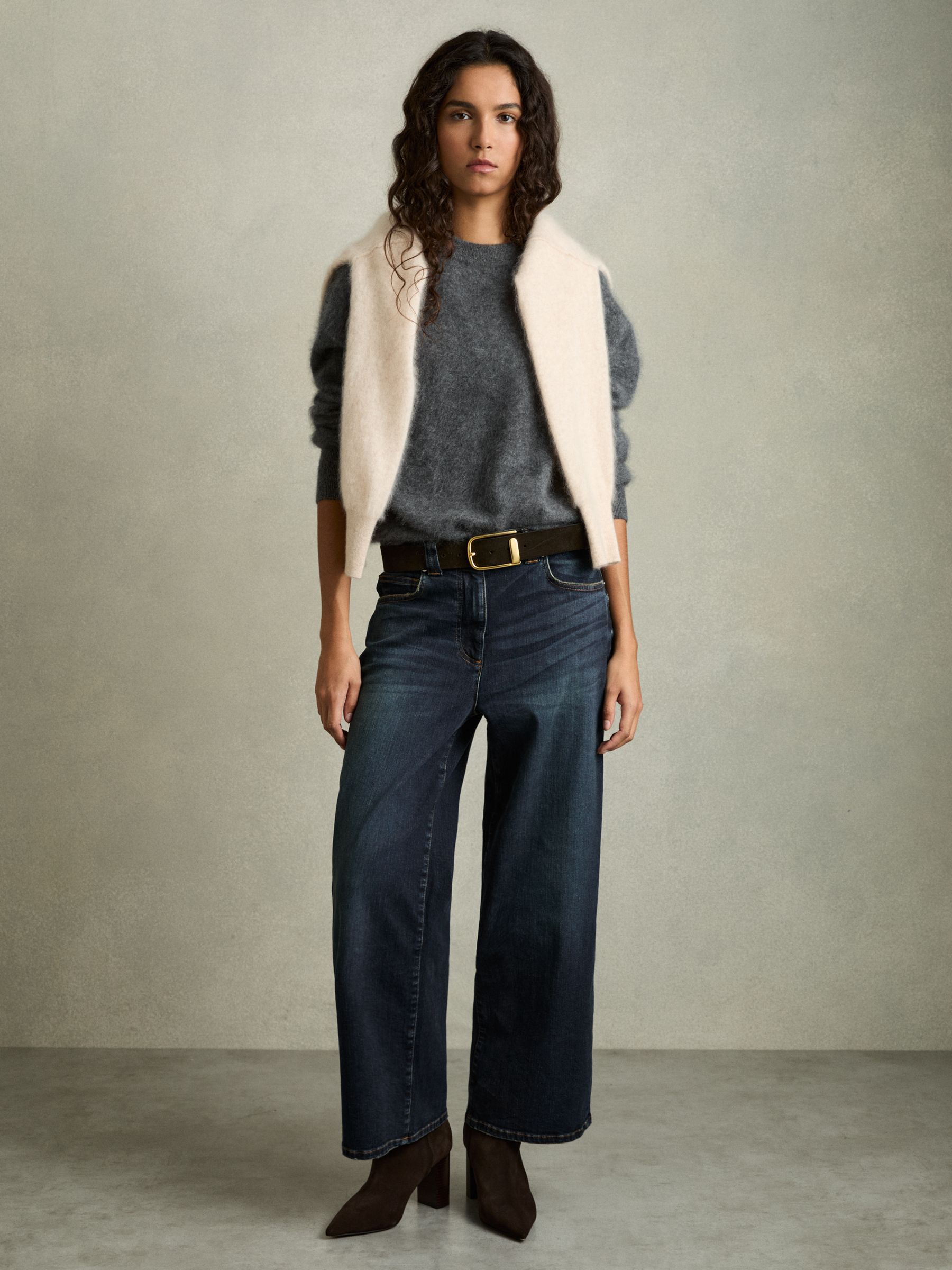 Denim Culotte Jeans in Dark Blue