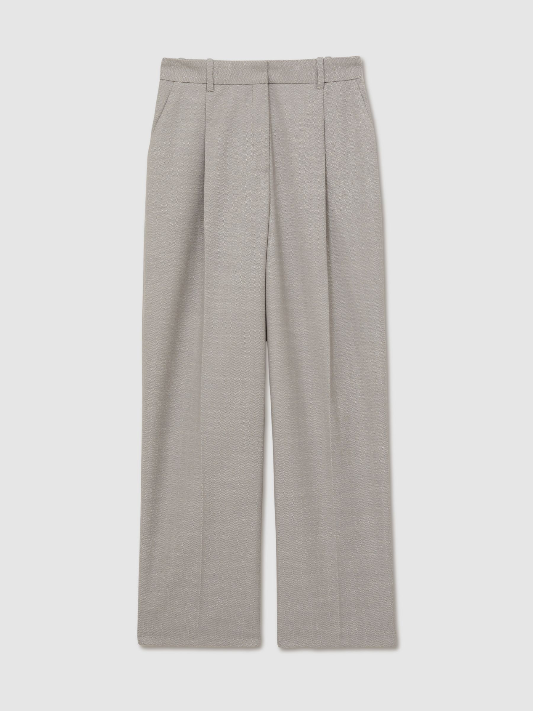 Wool-Blend Wide-Leg Suit Trousers in Grey