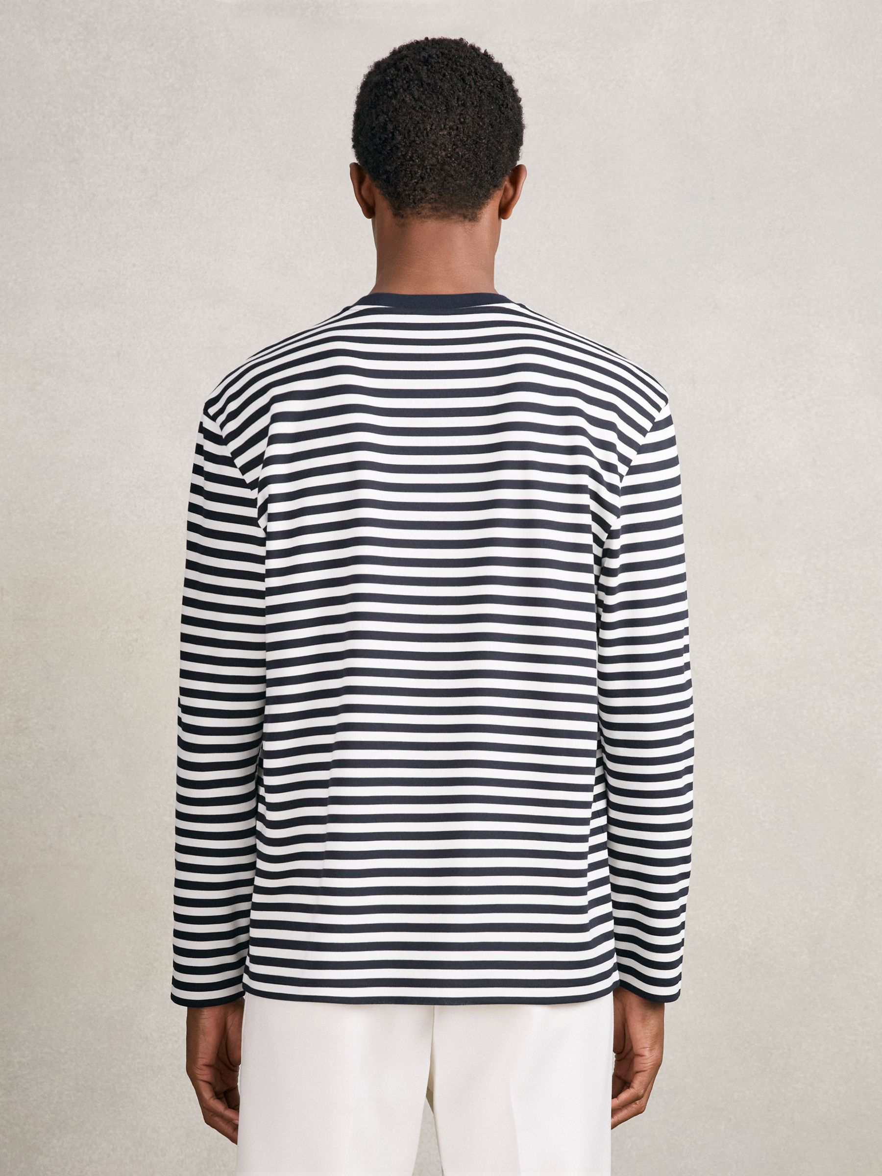 Striped Crew-Neck T-Shirt in Navy/White