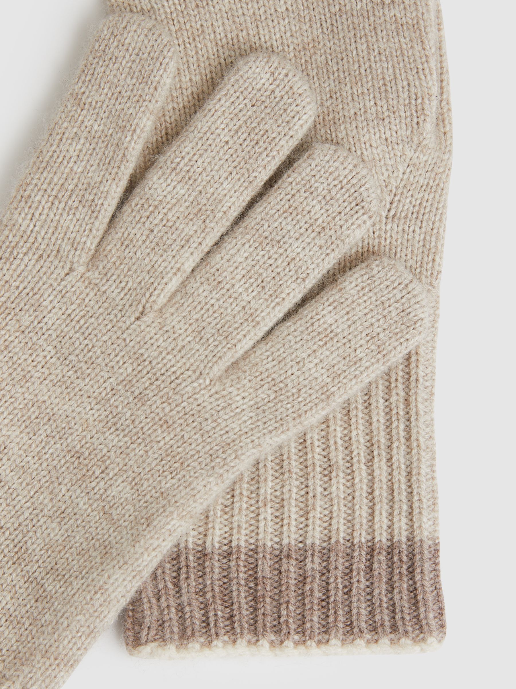 Wool Blend Tipped Gloves in Taupe