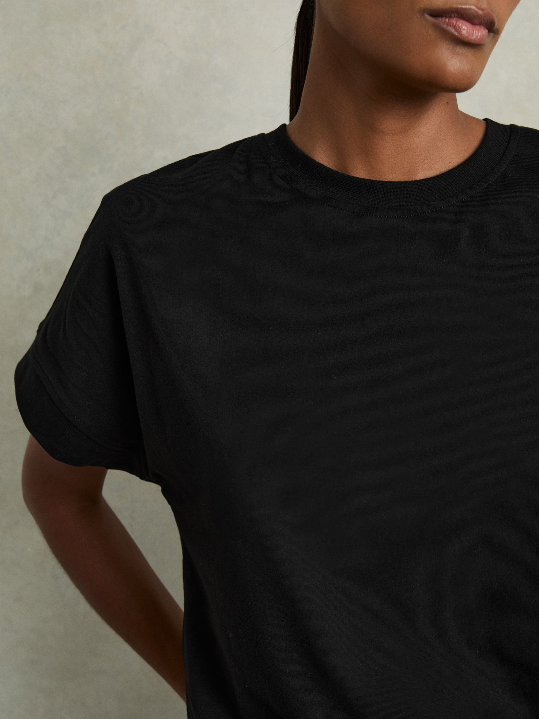 Cotton Crew Neck T-Shirt in Black
