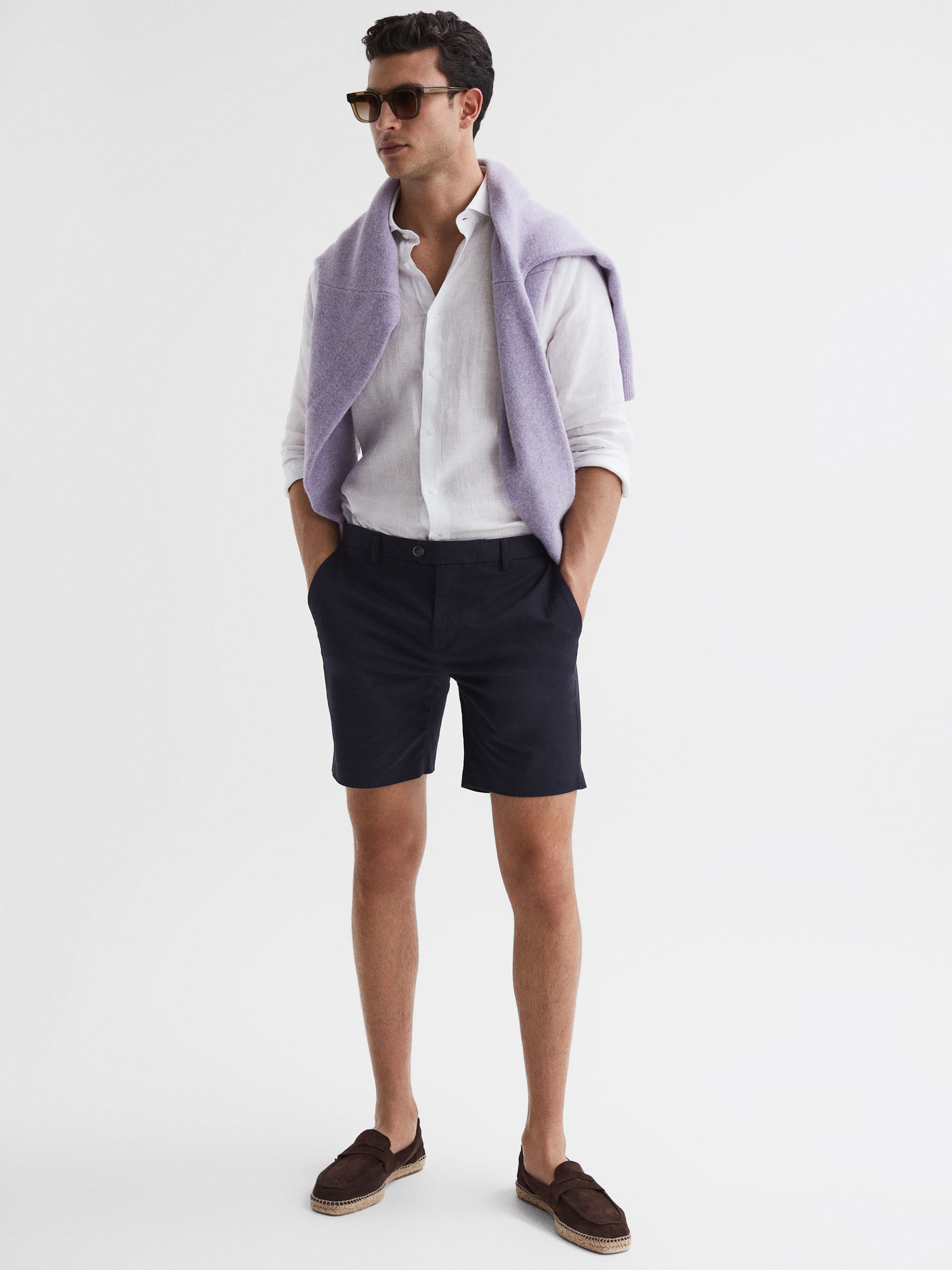 Short Length Casual Chino Shorts in Navy