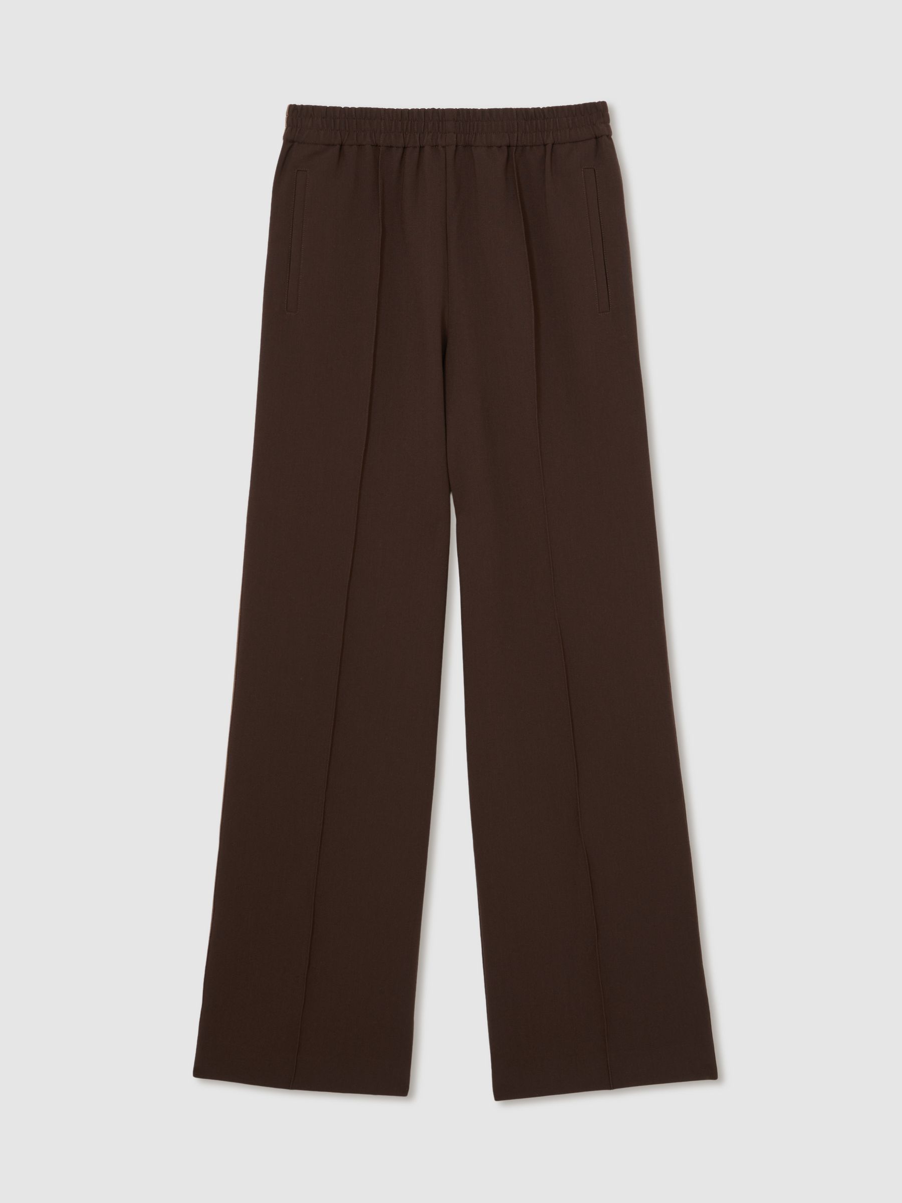 Petite Side-Stripe Wide-Leg Trousers in Chocolate Brown
