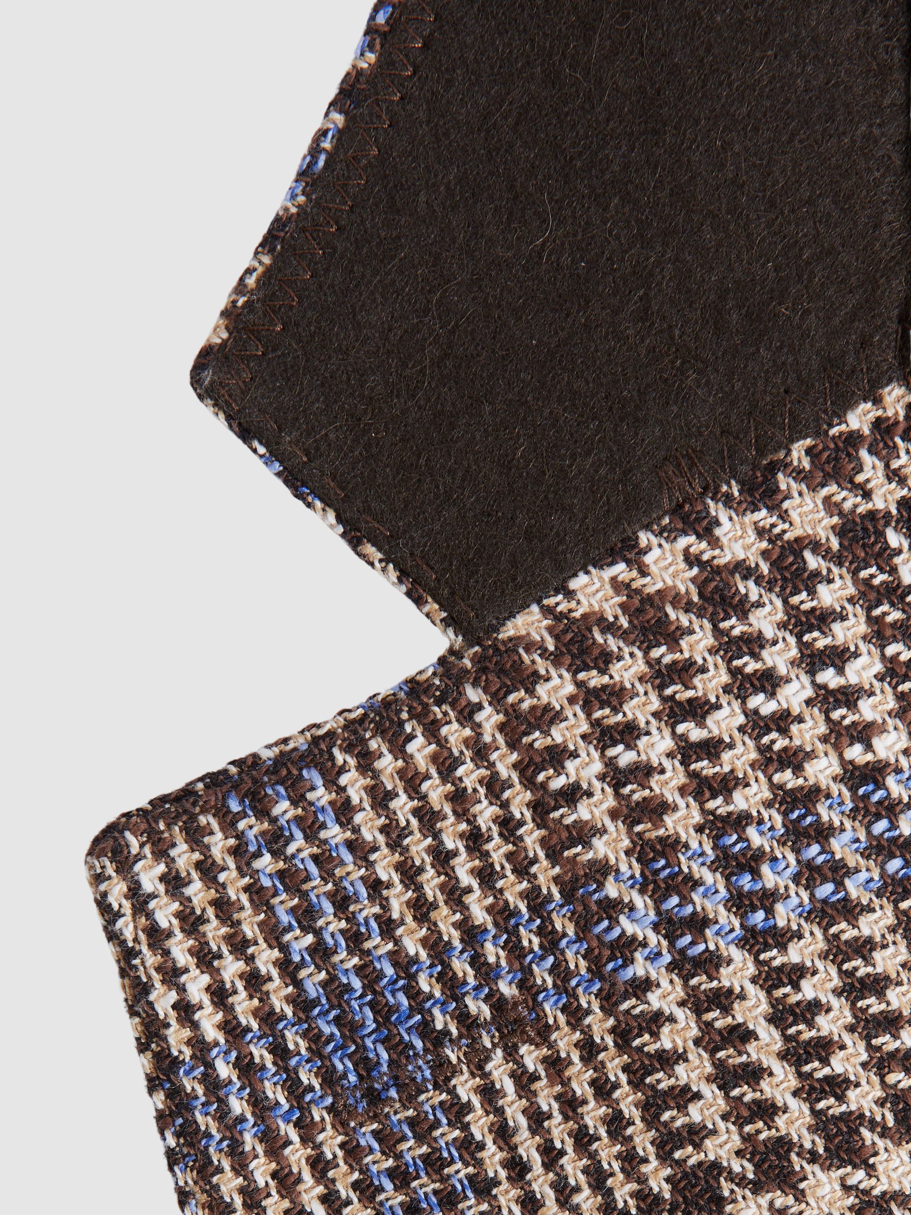 Oscar Jacobson Cotton Linen Single Breasted Check Blazer in Beige