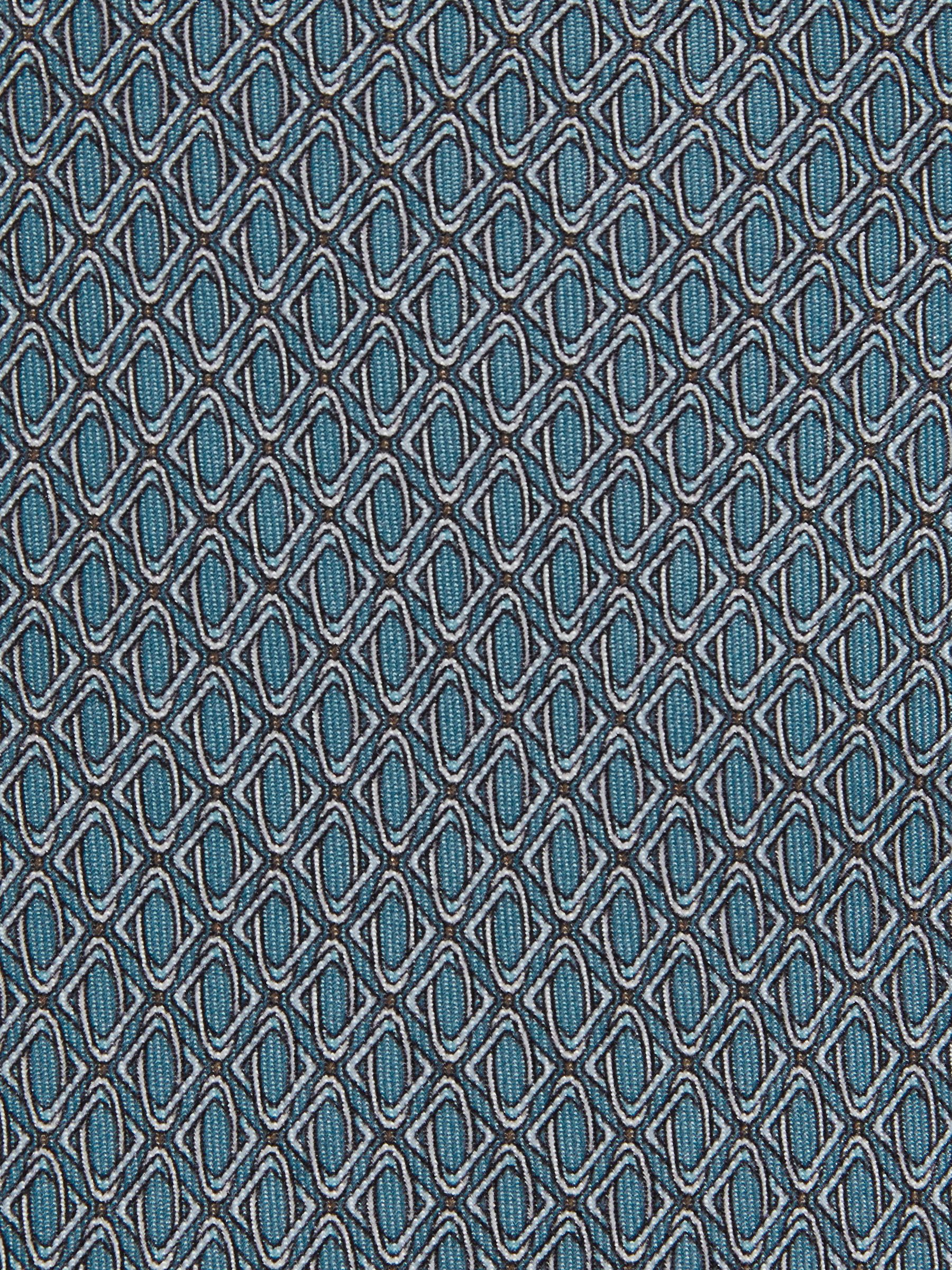 Silk Geometric-Print Tie in Soft Blue