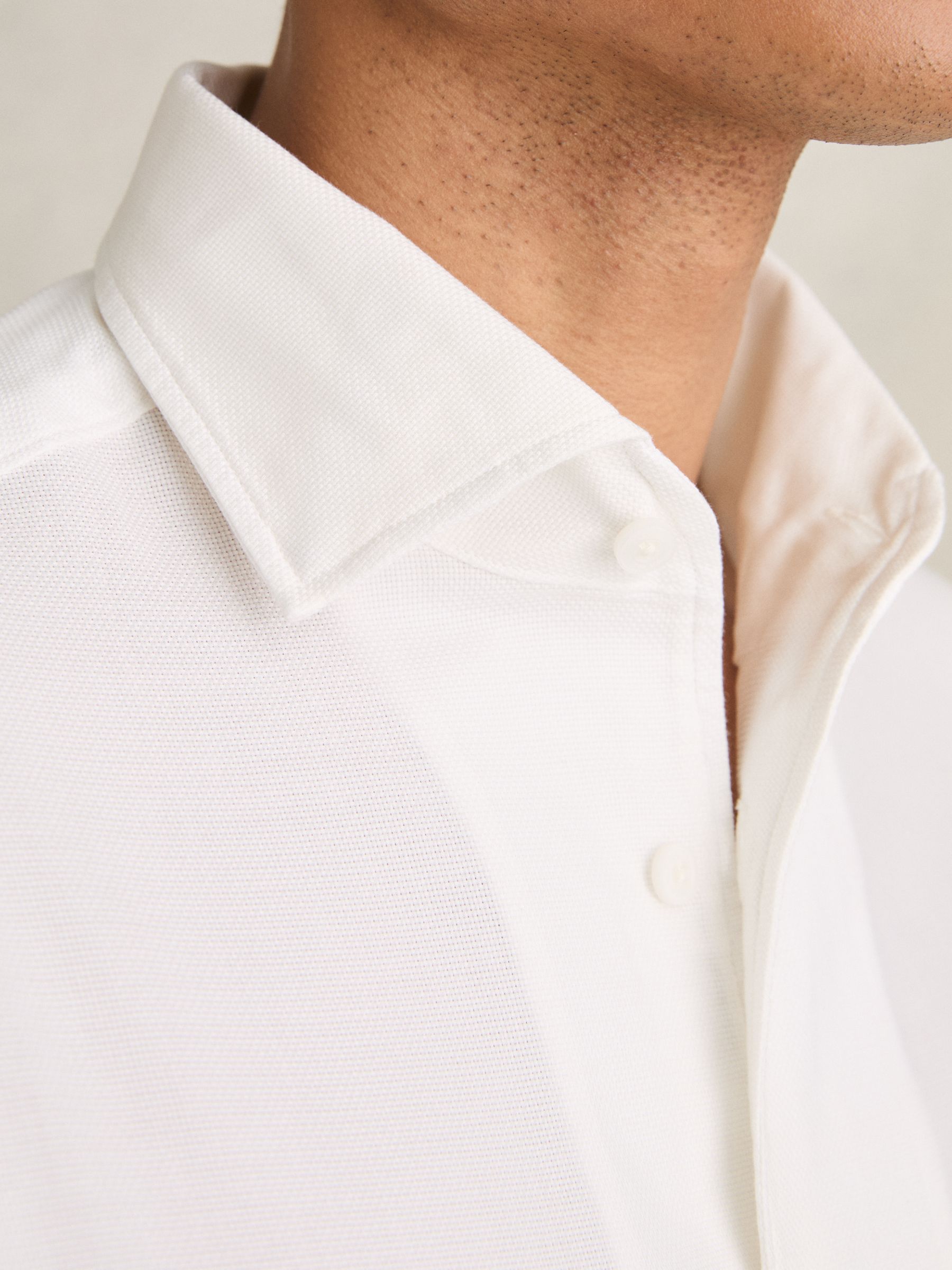Cotton-Piqué Garment-Dyed Shirt in White