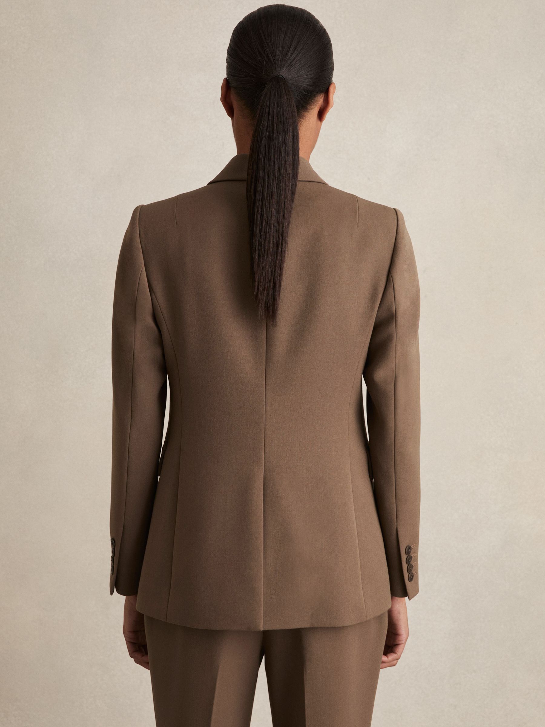 Tailored Single Breasted Suit Blazer in Mink Neutral