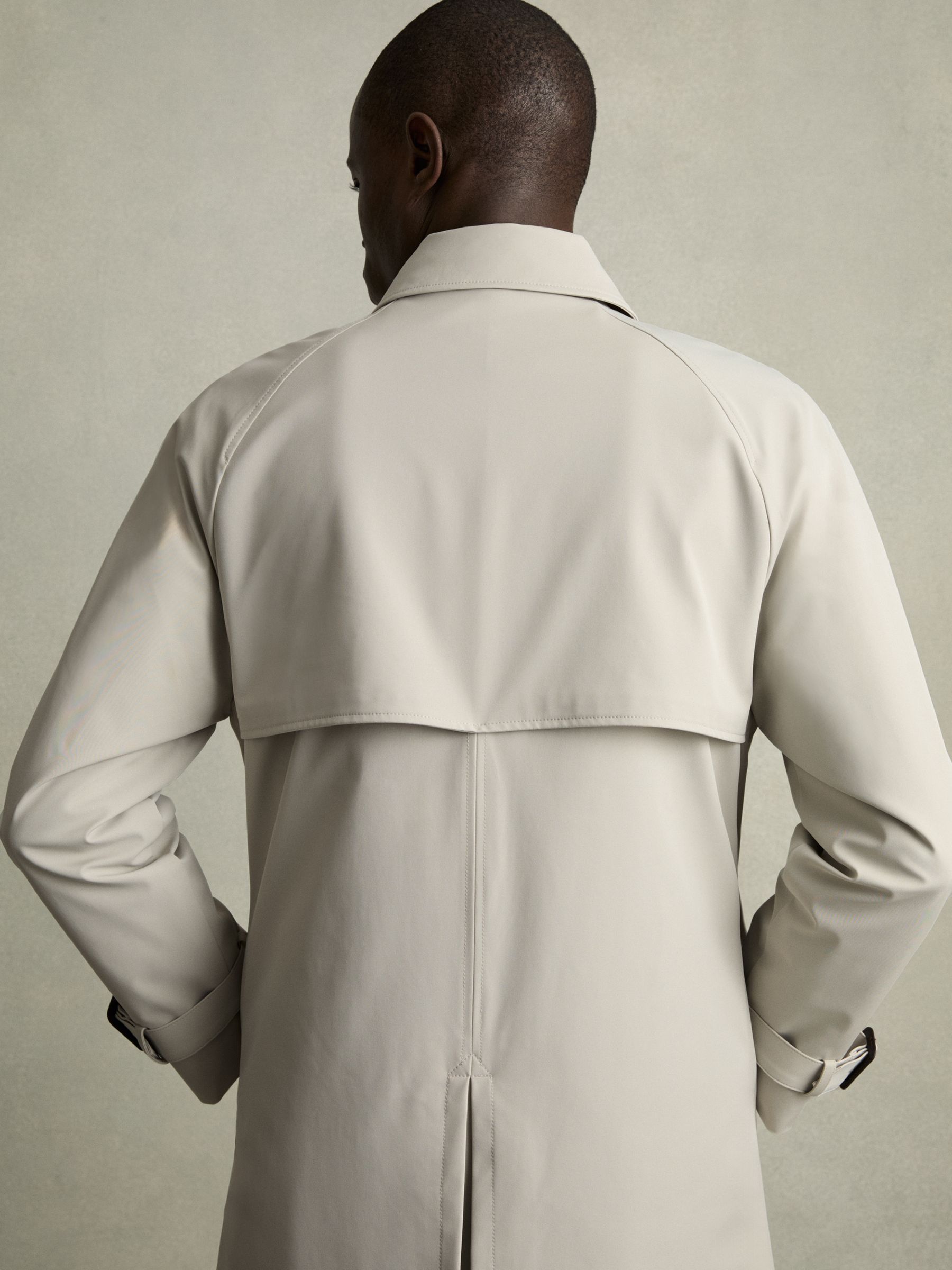 Double Breasted Long Trench Coat in Stone