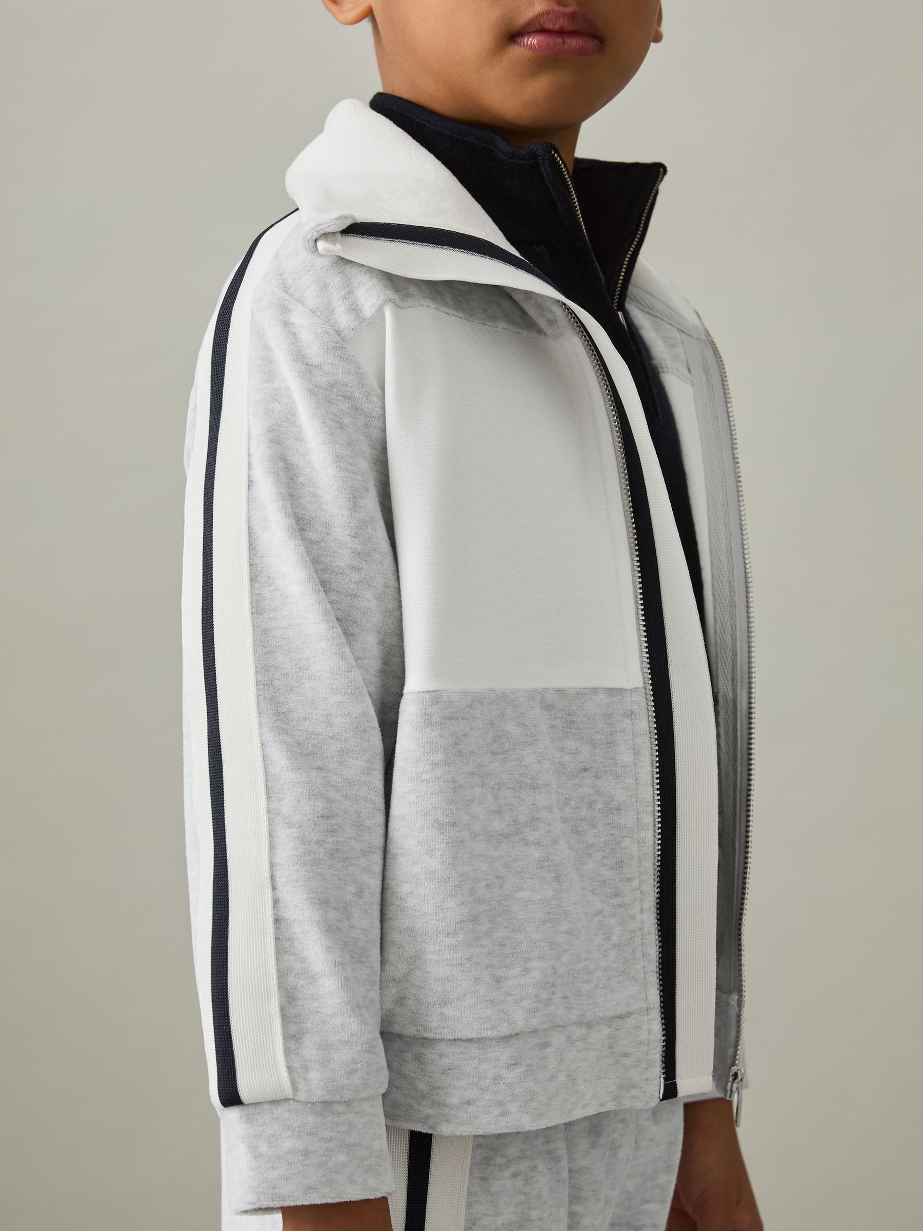 13-14 yrs Velour Panelled Tracksuit Top in Grey