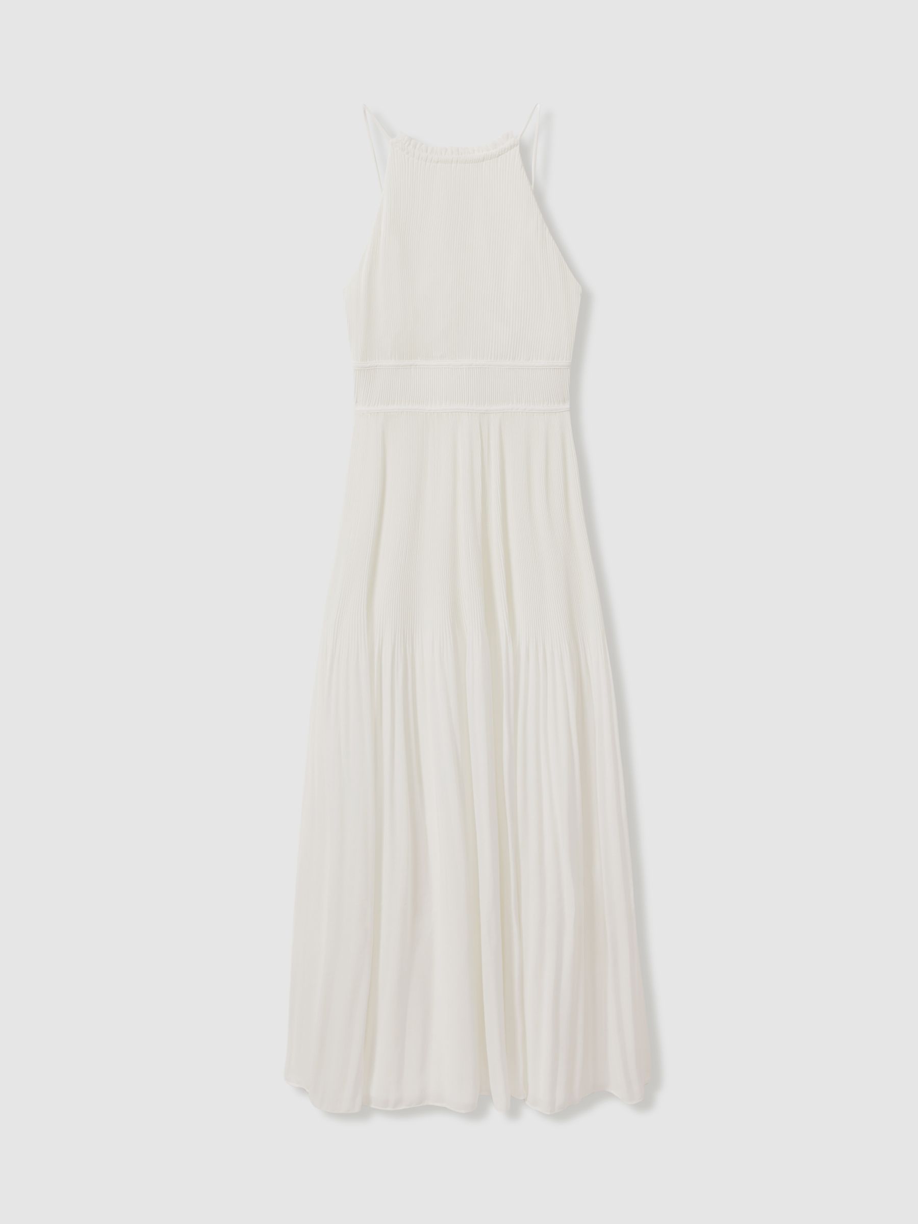 Garren Ivory Amur Plisse Halter Neck Maxi Dress