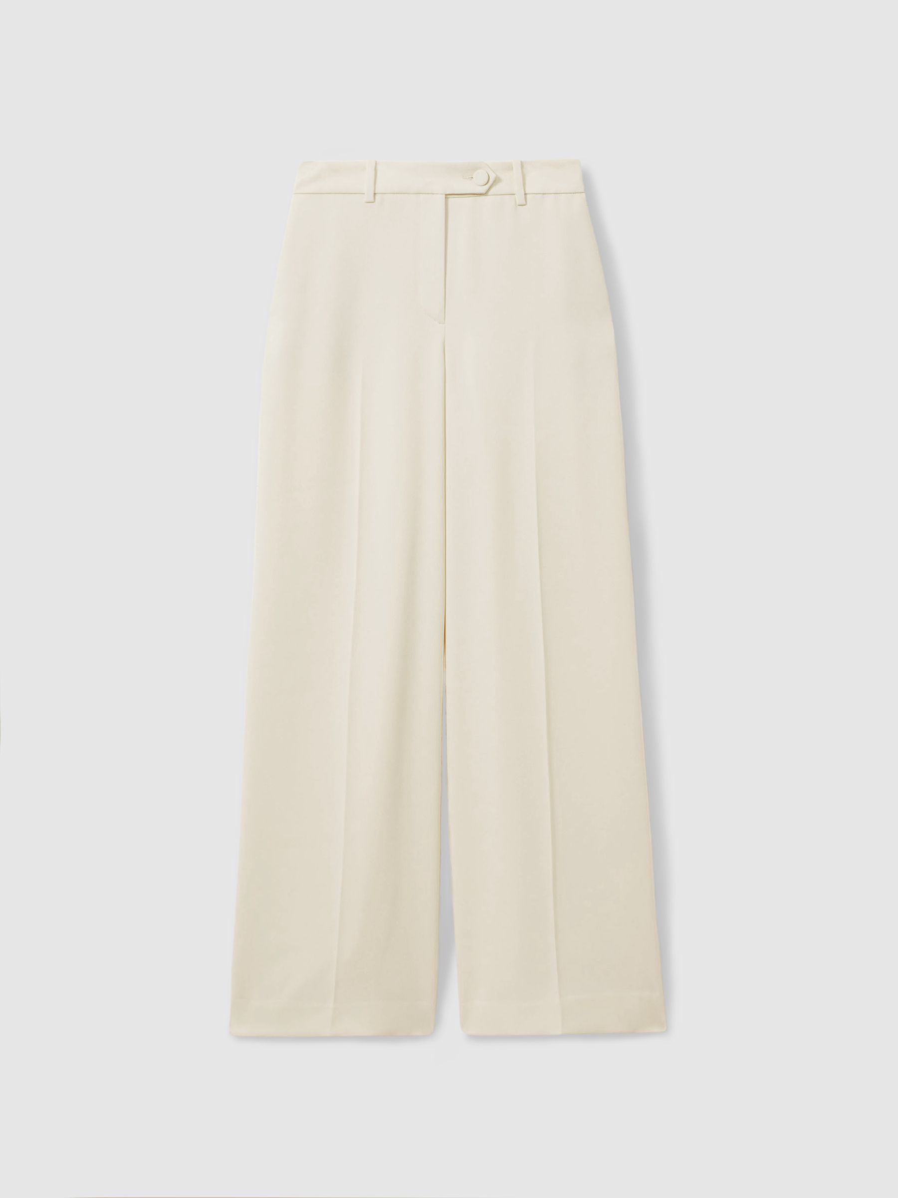 Wide Leg Split Hem Trousers in Cream
