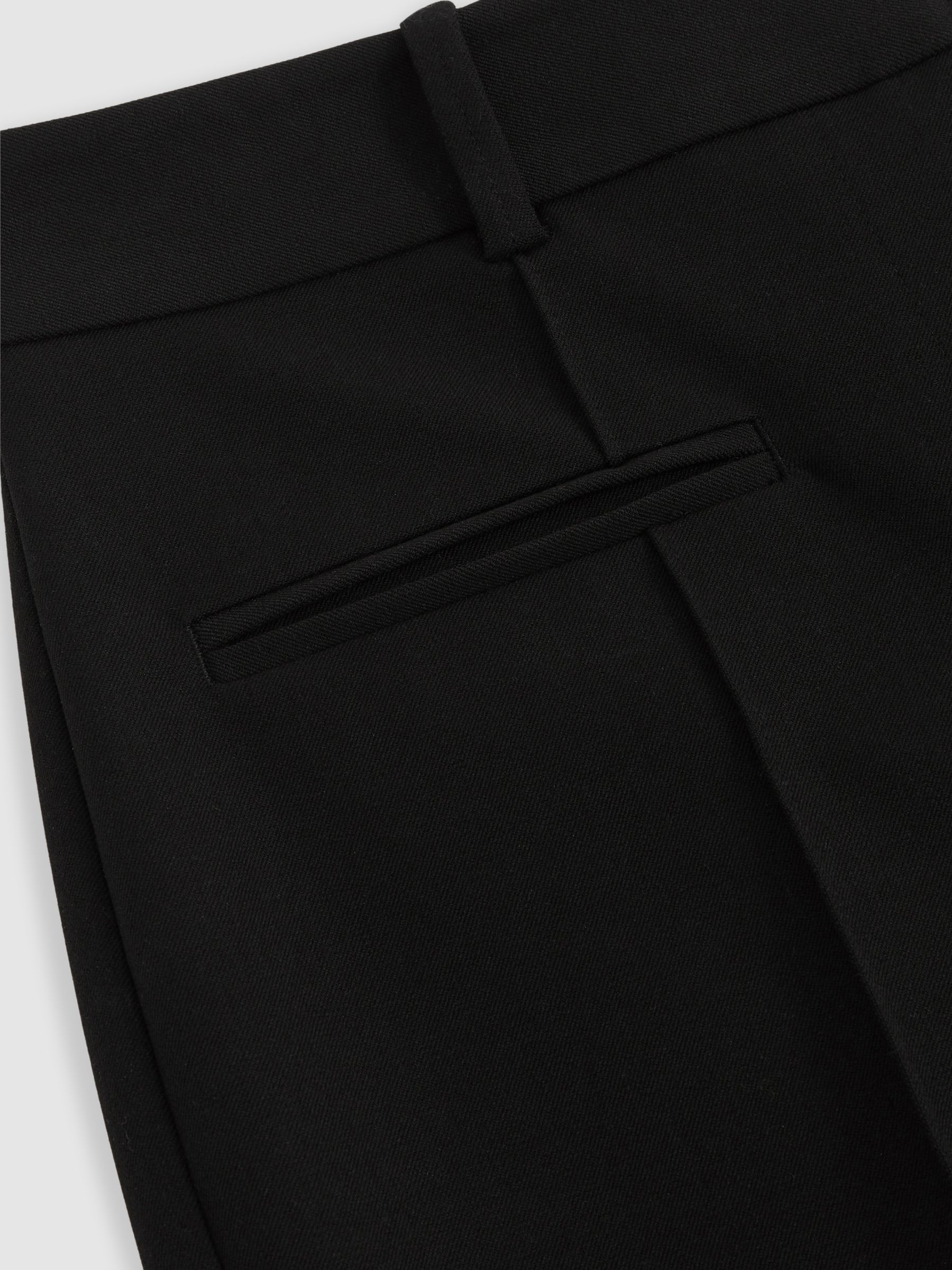 Petite Pintuck Tapered Trousers in Black