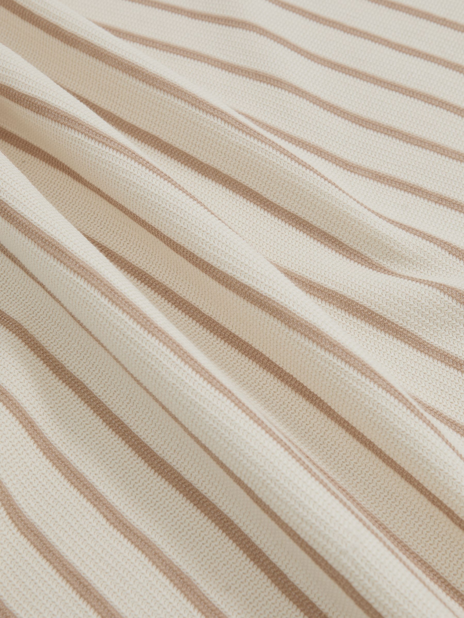 Cotton Textured Stripe T-Shirt in Oatmeal/White