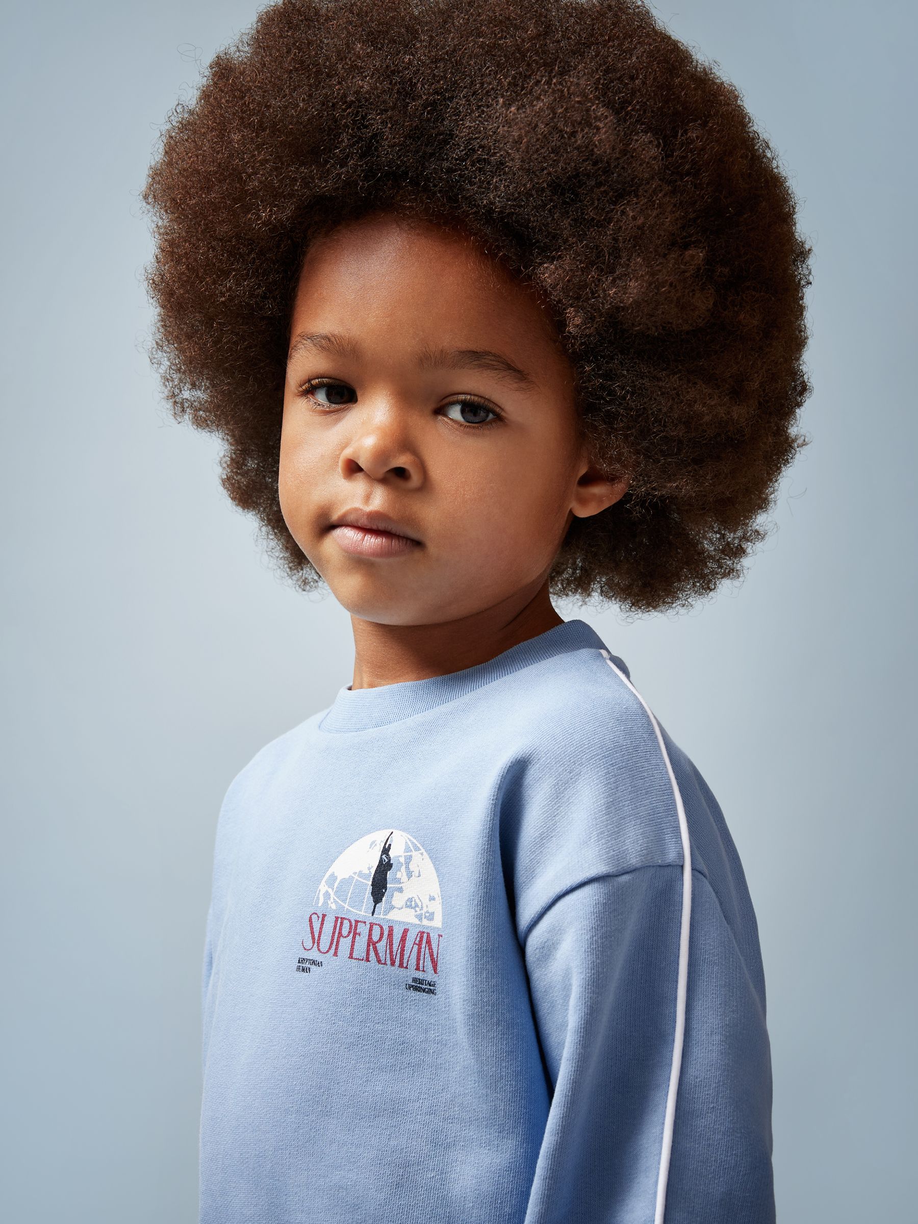 3-9 yrs Superman | Reiss Logo Print Sweatshirt in Light Blue