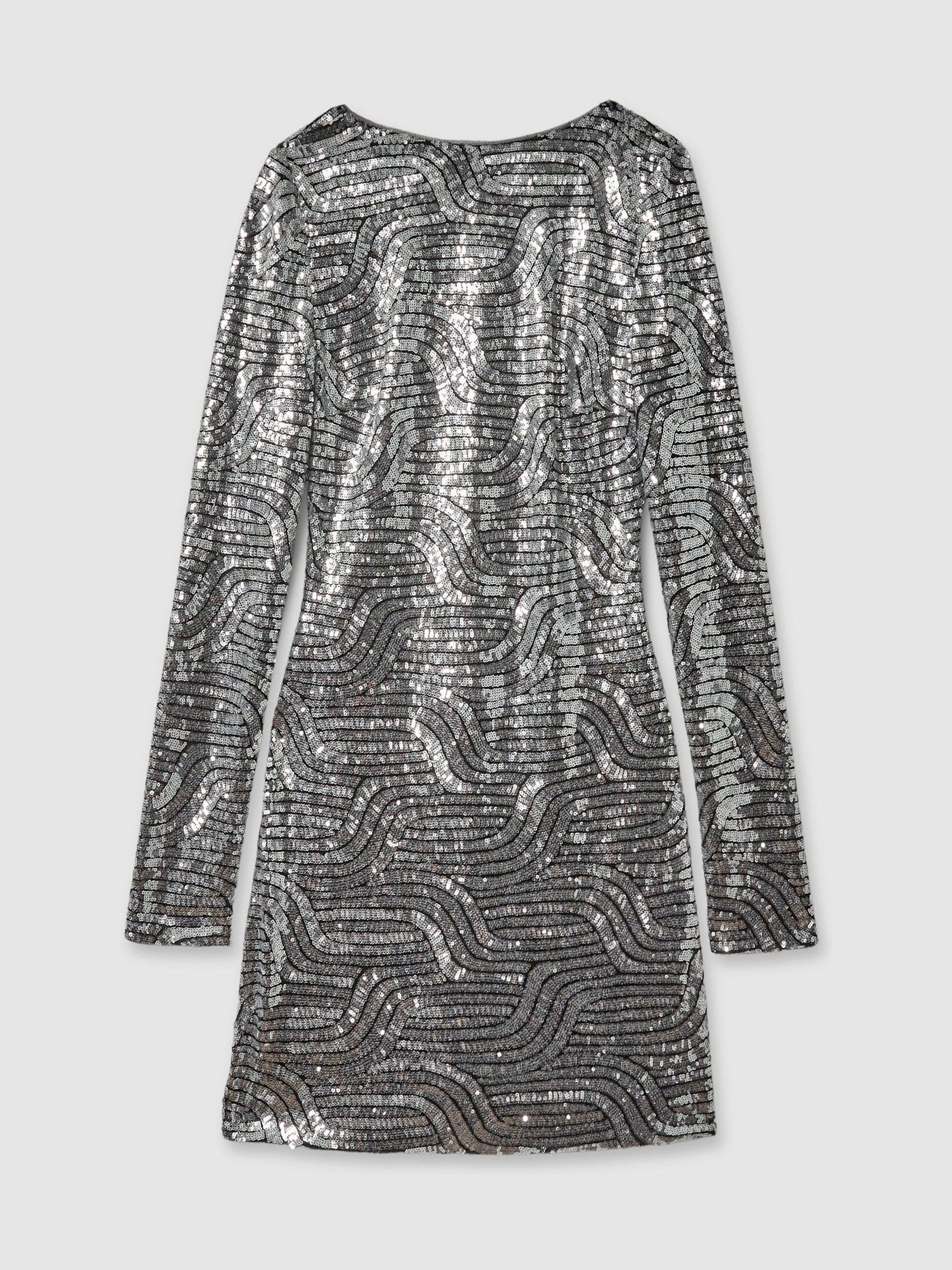 Halston Sequin Mini Dress in Silver
