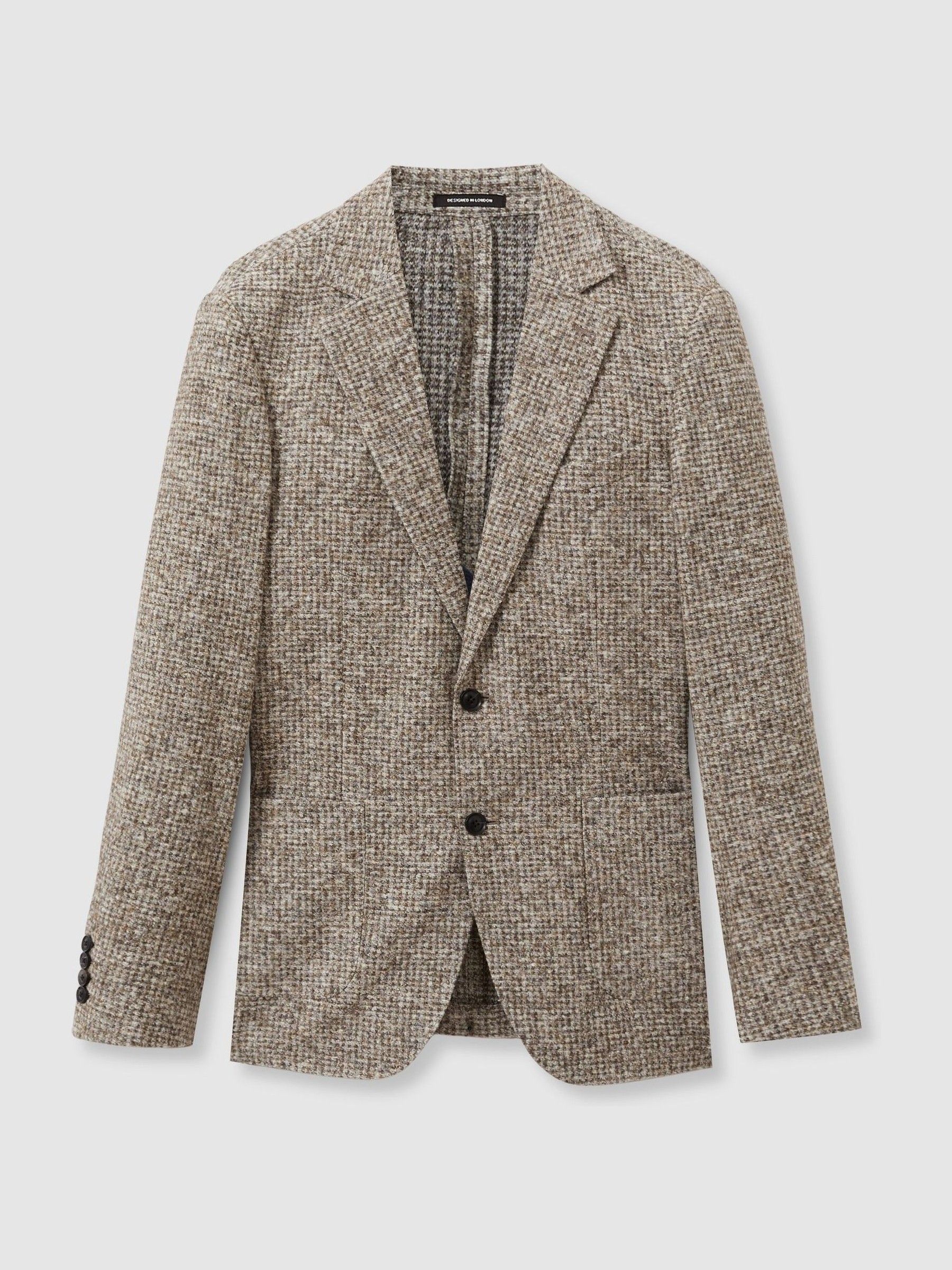 Tweed Single-Breasted Blazer with Wool in Oatmeal