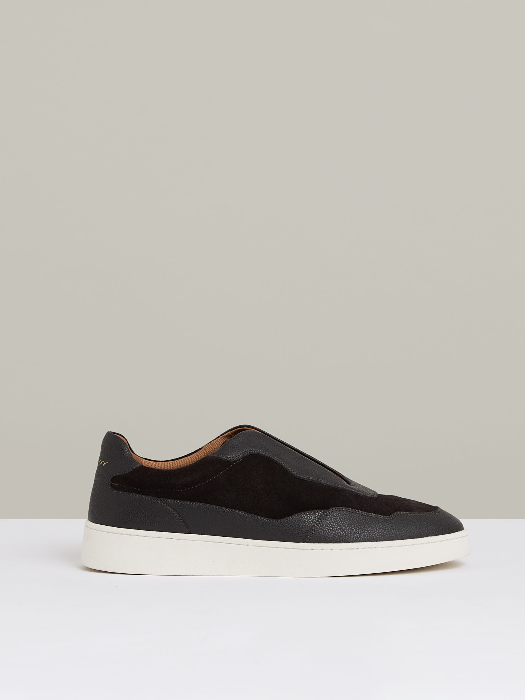 Leather Elasticated-Lace Trainers in Espresso Brown