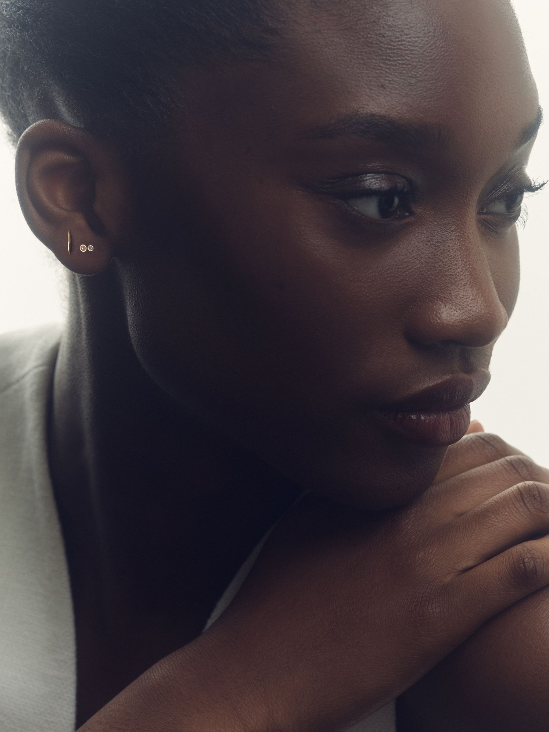 Micro Faux-Pearl And Bar Stud Earrings Set in Gold Tone