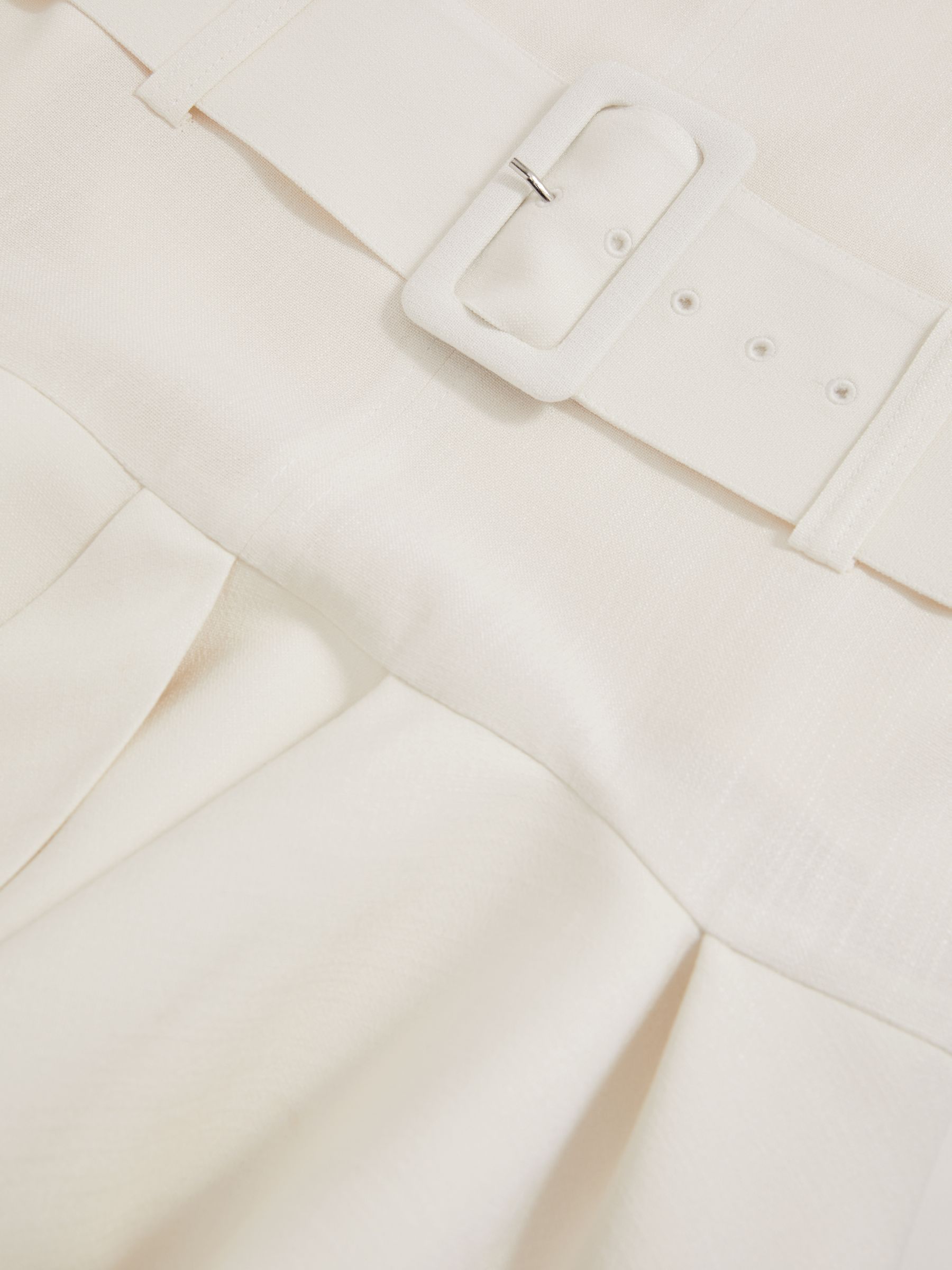 Ruffle Hem Belted Mini Dress in Ivory