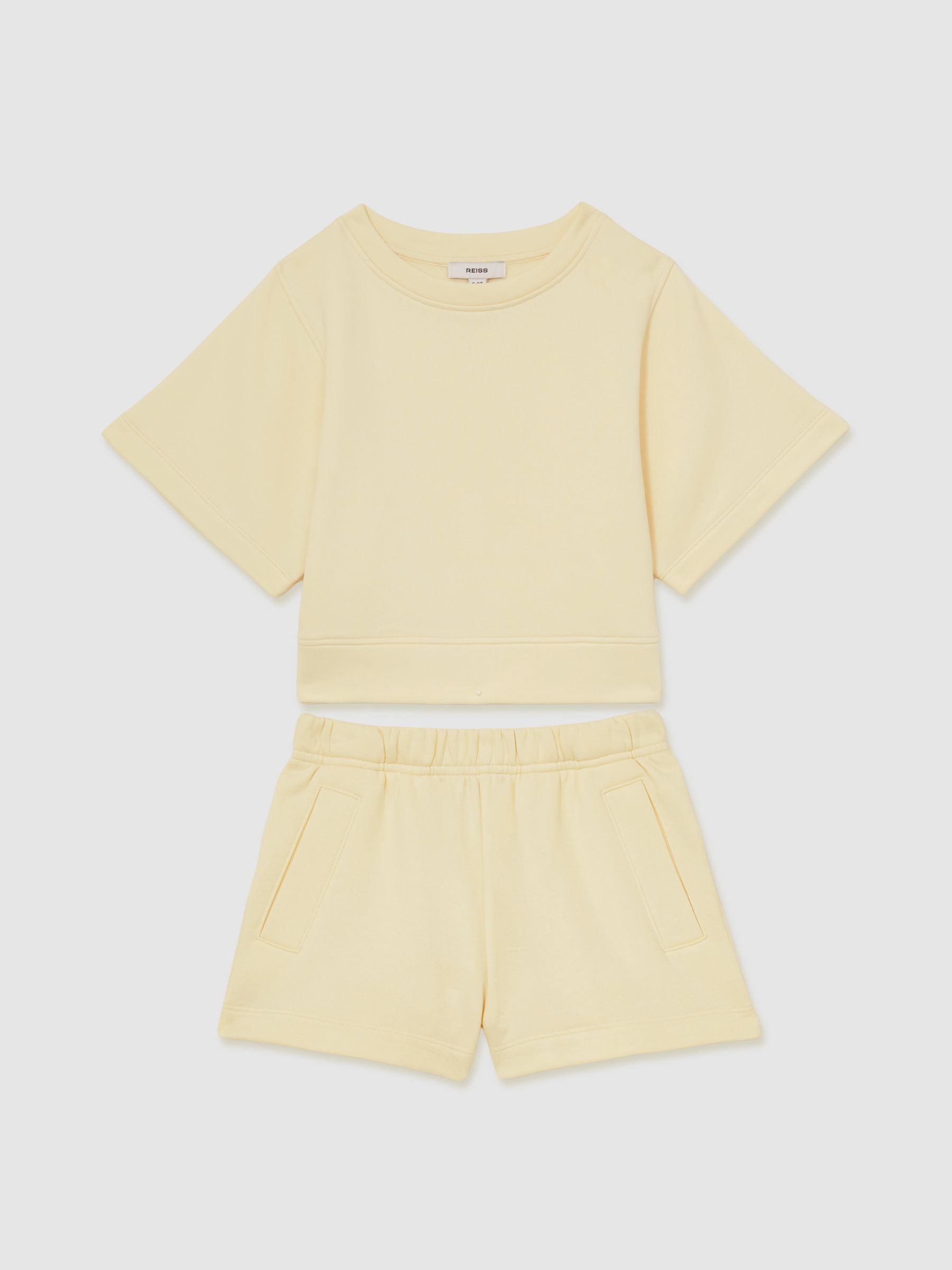 13-14 yrs Cotton-Blend Sweatshirt And Shorts Set in Lemon