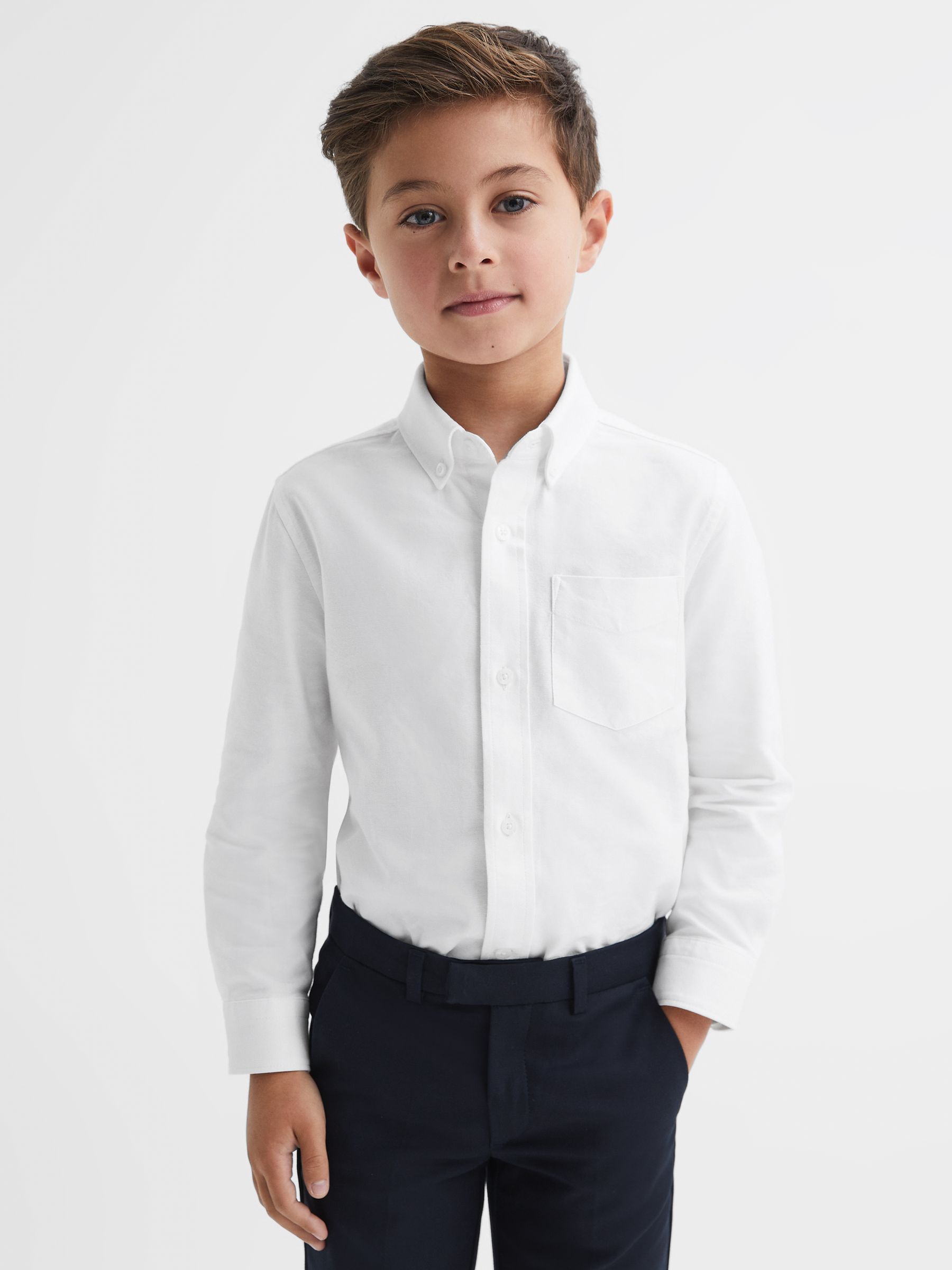 4-9 yrs Button Down Oxford Shirt in White