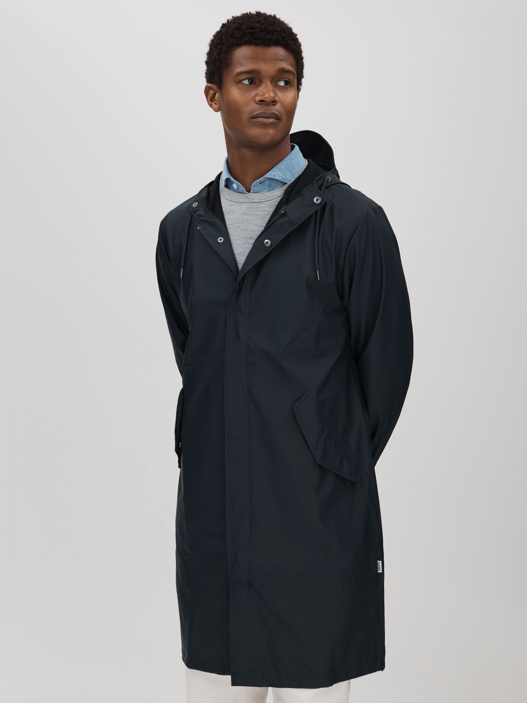 Rains Unisex Fishtail Parka in Navy