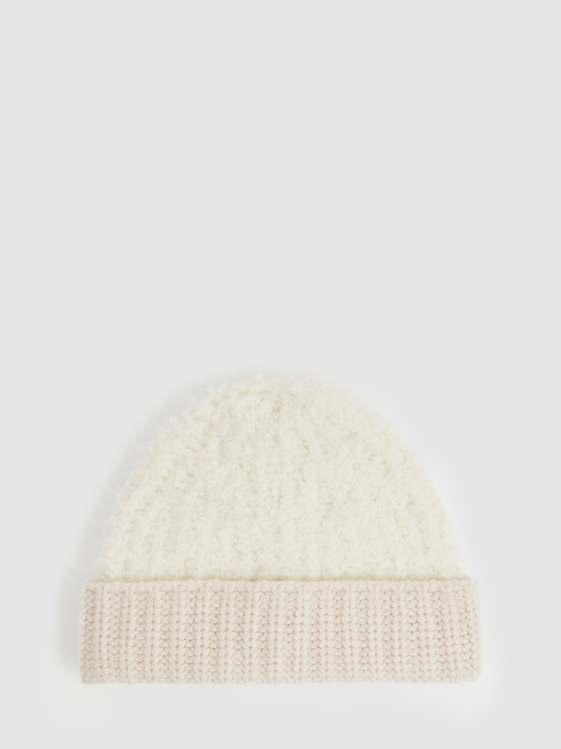Fluffy Beanie With Wool in Cream